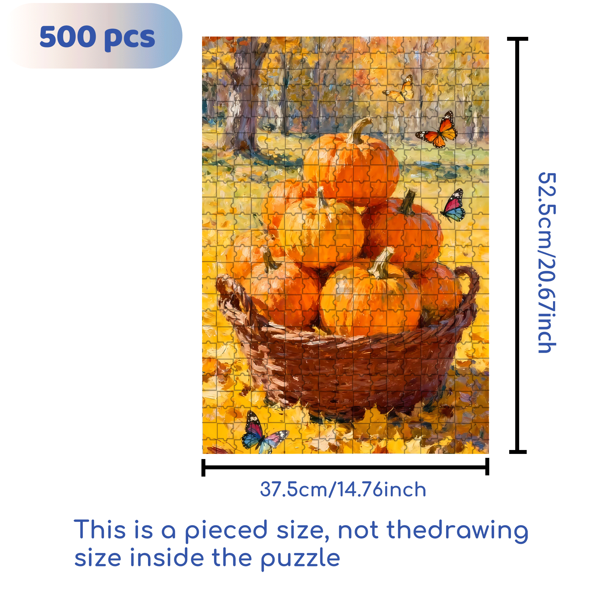 Butterflies And Pumpkins 500pcs/1000pcs Jigsaw Puzzle, Scratch-Resistant, Interactive Family Game & Brain-Boosting DIY Decor, Perfect for Halloween, Christmas & New Year Gifts, Family Puzzle Game