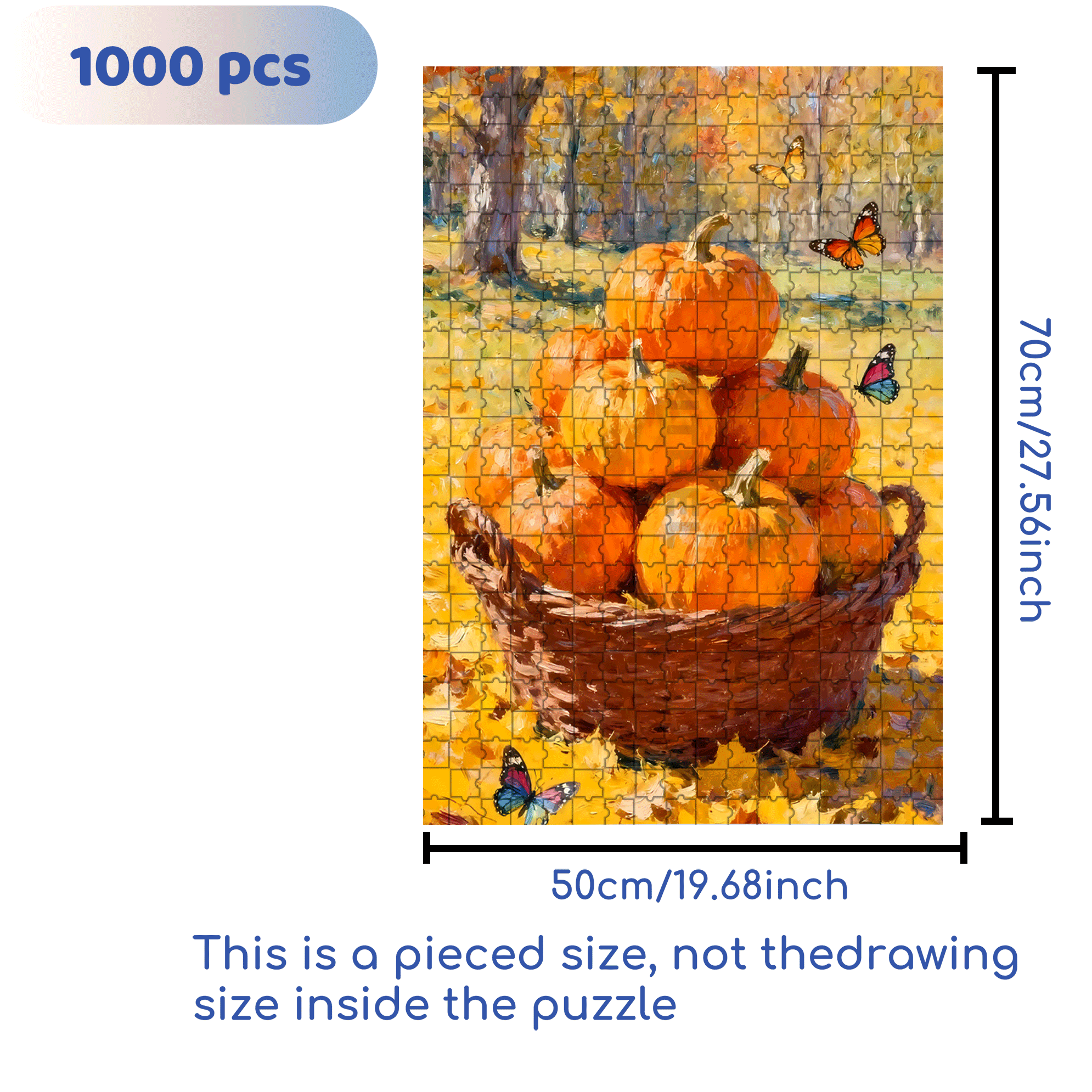 Butterflies And Pumpkins 500pcs/1000pcs Jigsaw Puzzle, Scratch-Resistant, Interactive Family Game & Brain-Boosting DIY Decor, Perfect for Halloween, Christmas & New Year Gifts, Family Puzzle Game