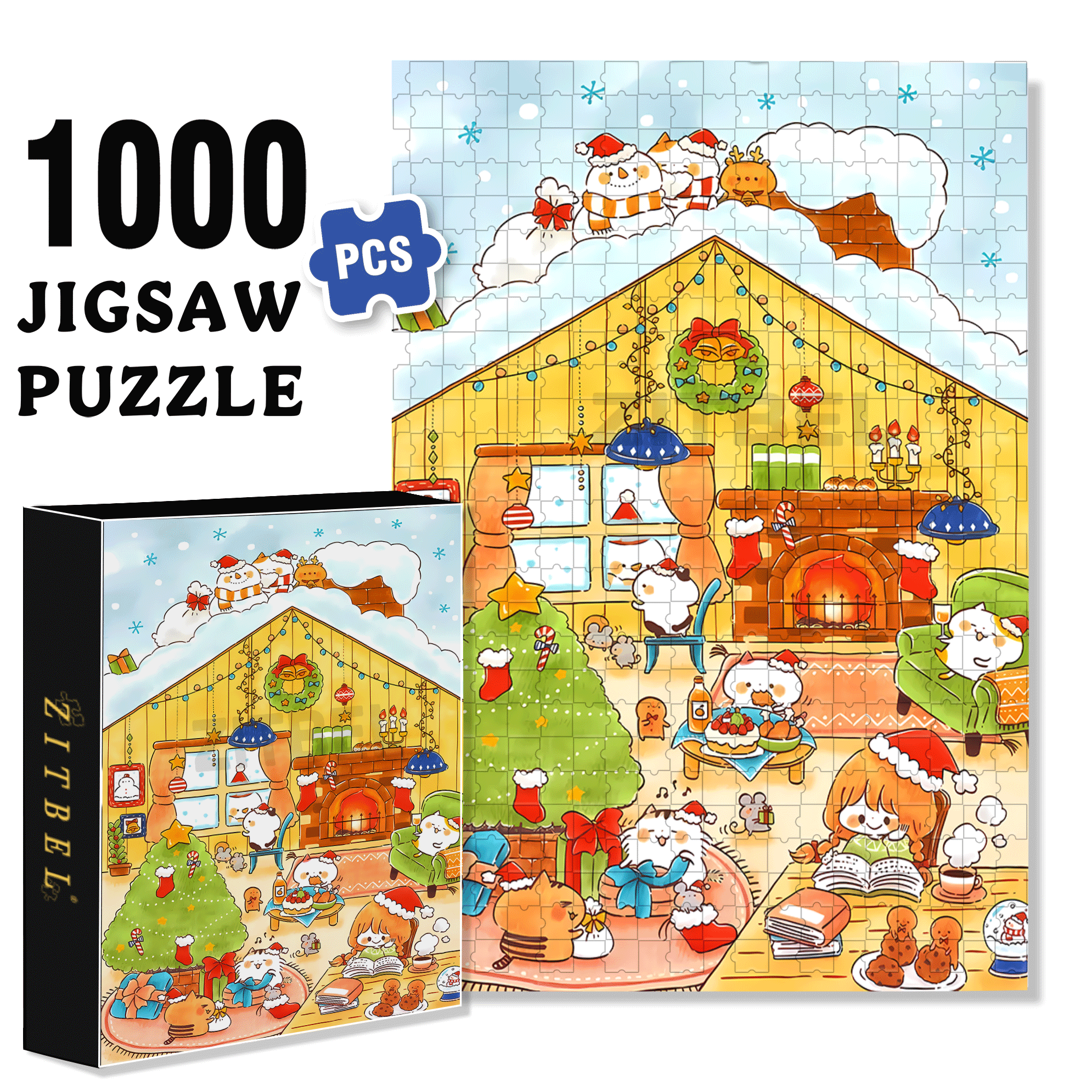 Celebrations 500pcs/1000pcs Jigsaw Puzzle, Scratch-Resistant, Interactive Family Game & Brain-Boosting DIY Decor, Perfect for Halloween, Christmas & New Year Gifts, Family Puzzle Game