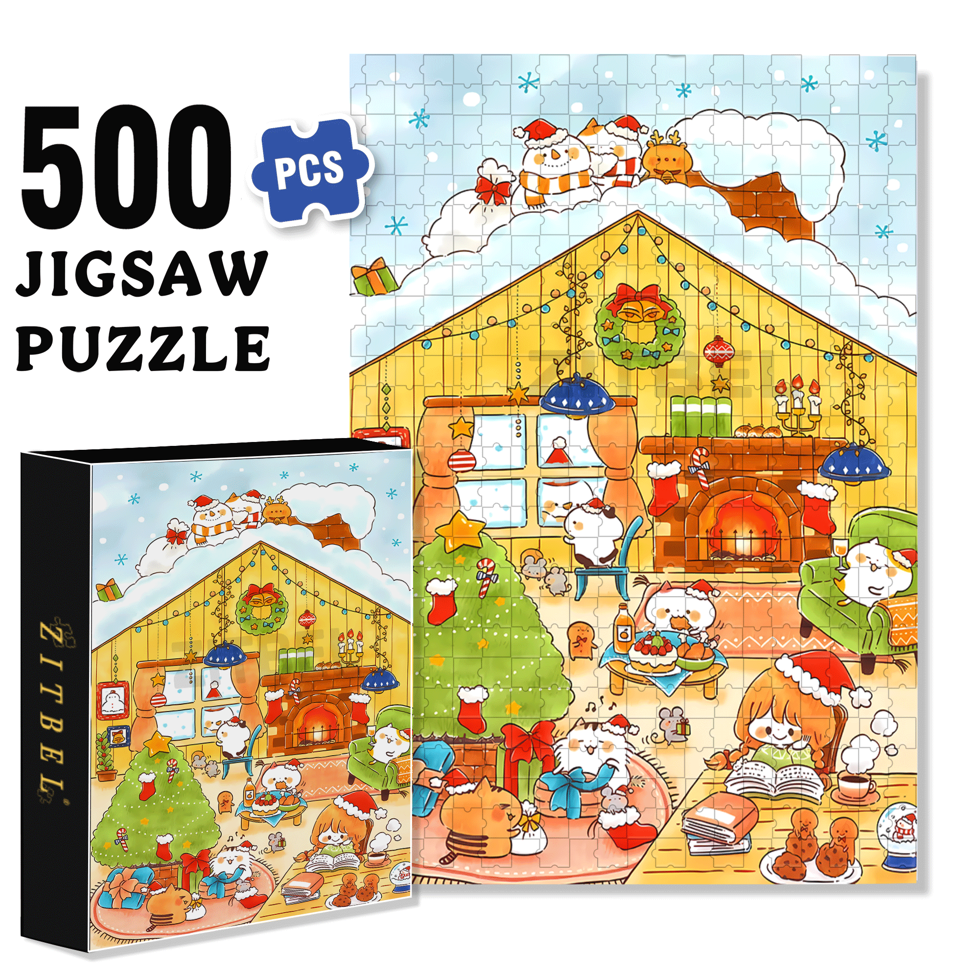 Celebrations 500pcs/1000pcs Jigsaw Puzzle, Scratch-Resistant, Interactive Family Game & Brain-Boosting DIY Decor, Perfect for Halloween, Christmas & New Year Gifts, Family Puzzle Game