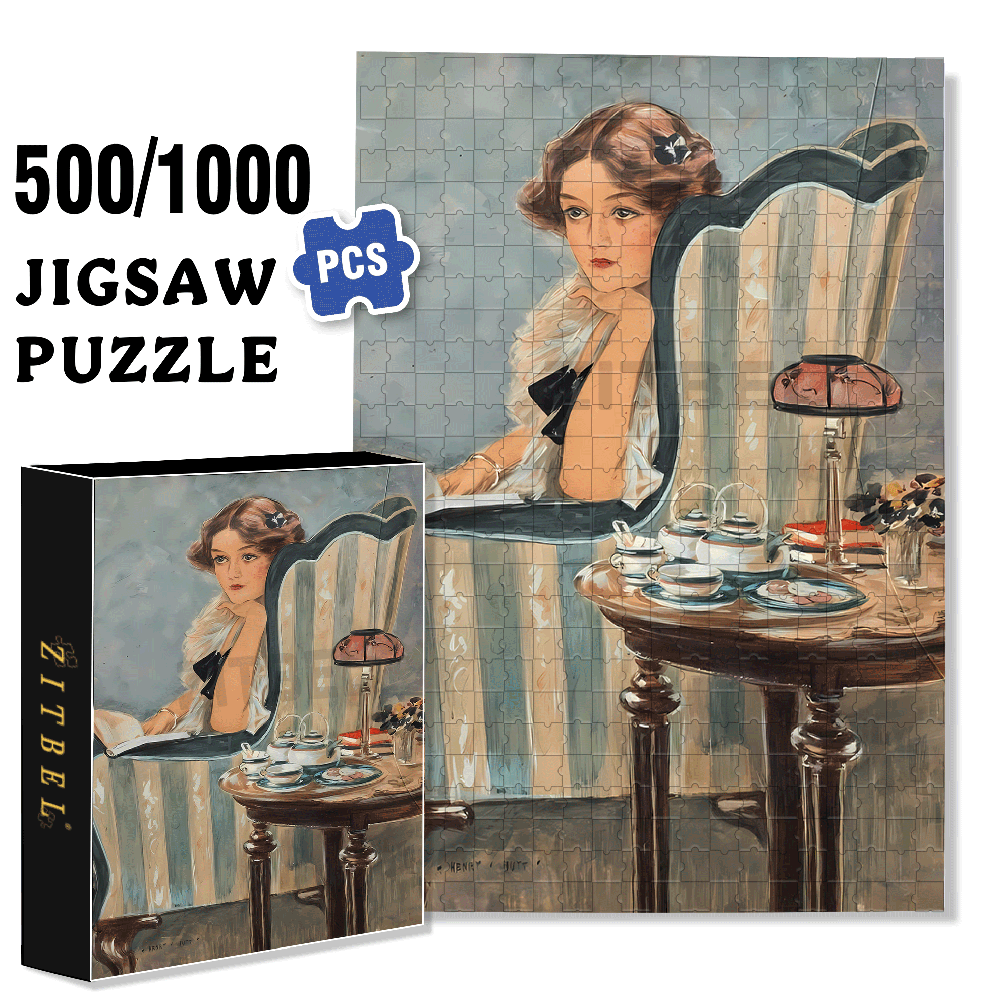 Contemplation 500pcs/1000pcs Jigsaw Puzzle, Scratch-Resistant, Interactive Family Game & Brain-Boosting DIY Decor, Perfect for Halloween, Christmas & New Year Gifts, Family Puzzle Game