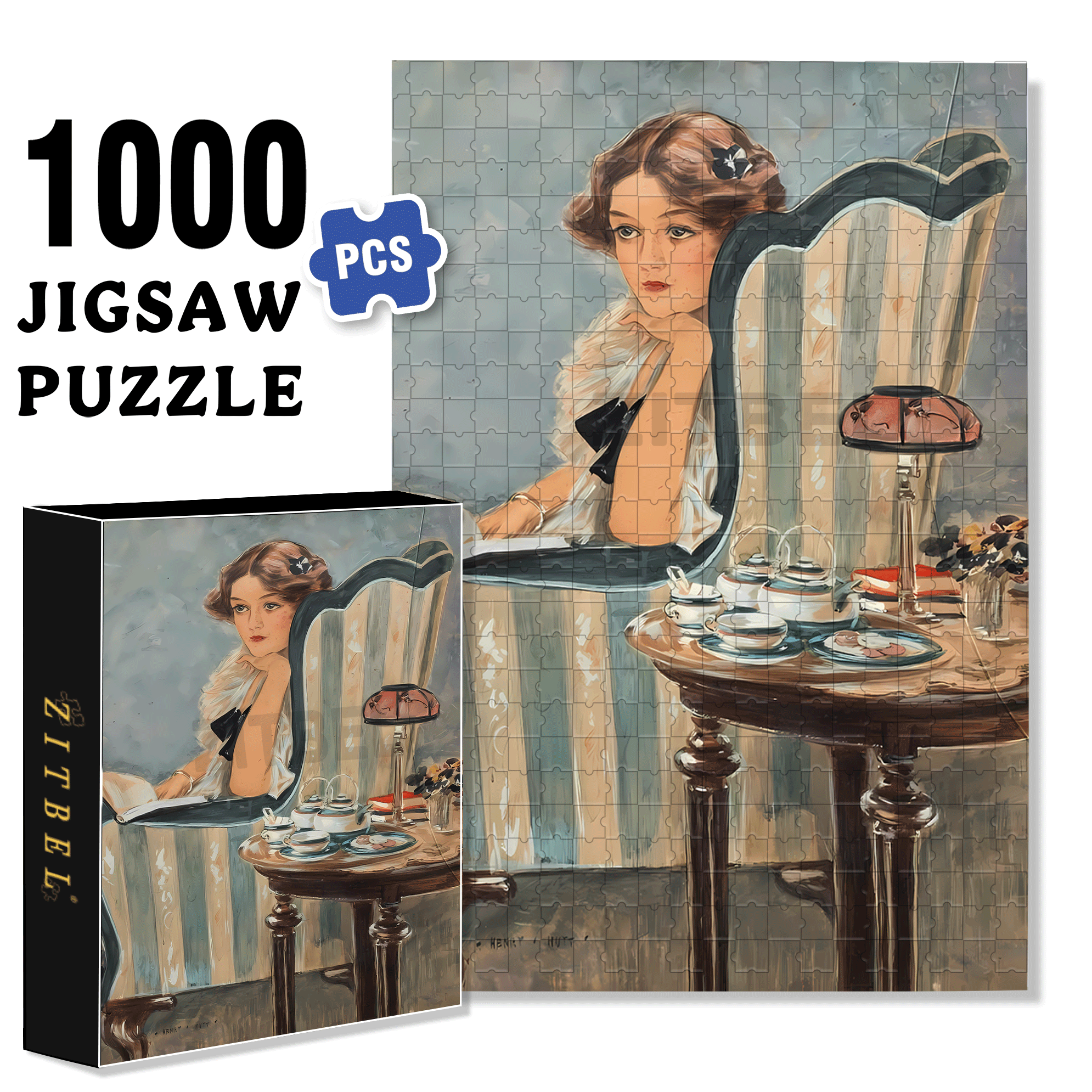 Contemplation 500pcs/1000pcs Jigsaw Puzzle, Scratch-Resistant, Interactive Family Game & Brain-Boosting DIY Decor, Perfect for Halloween, Christmas & New Year Gifts, Family Puzzle Game