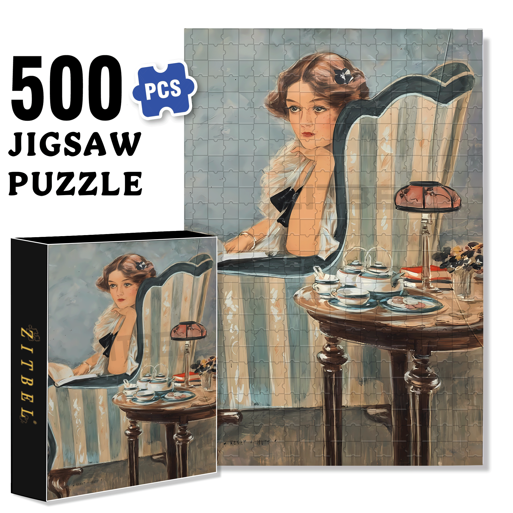 Contemplation 500pcs/1000pcs Jigsaw Puzzle, Scratch-Resistant, Interactive Family Game & Brain-Boosting DIY Decor, Perfect for Halloween, Christmas & New Year Gifts, Family Puzzle Game