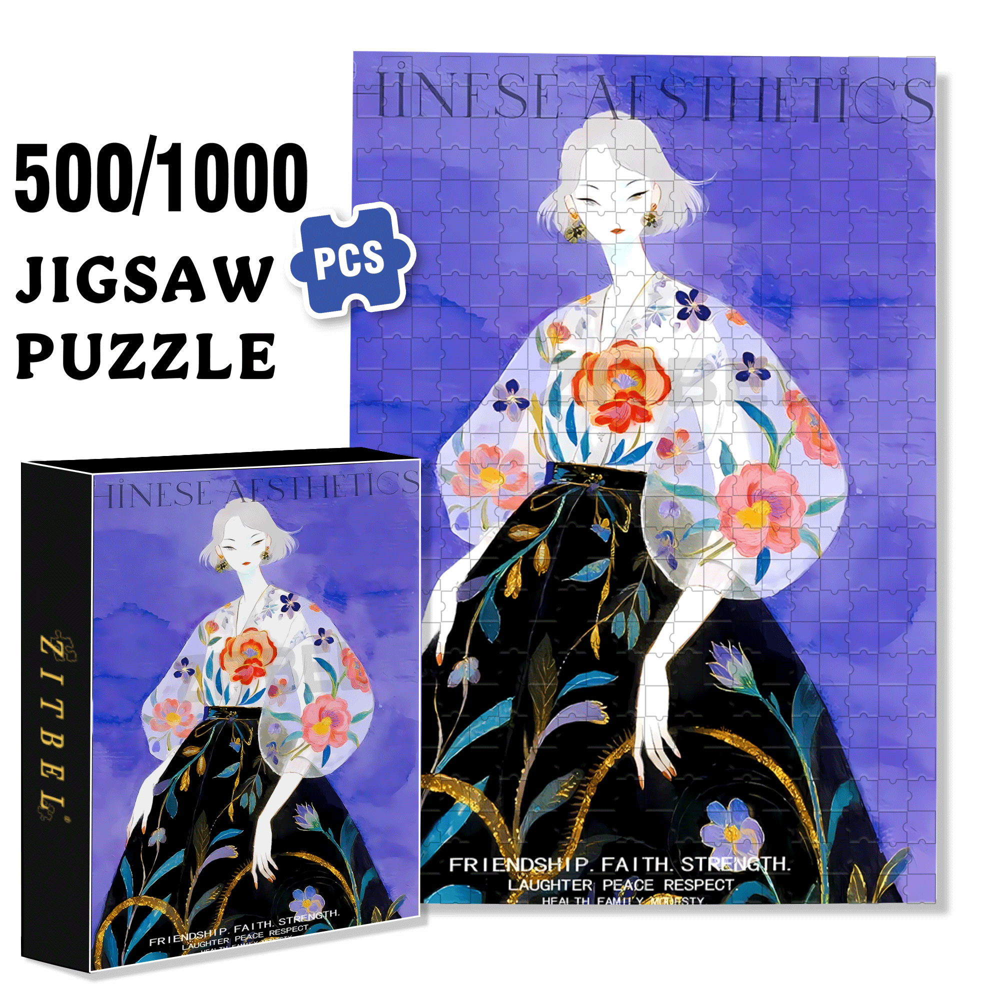Cover Girl 2 500pcs/1000pcs Jigsaw Puzzle, Scratch-Resistant, Interactive Family Game & Brain-Boosting DIY Decor, Perfect for Halloween, Christmas & New Year Gifts, Family Puzzle Game