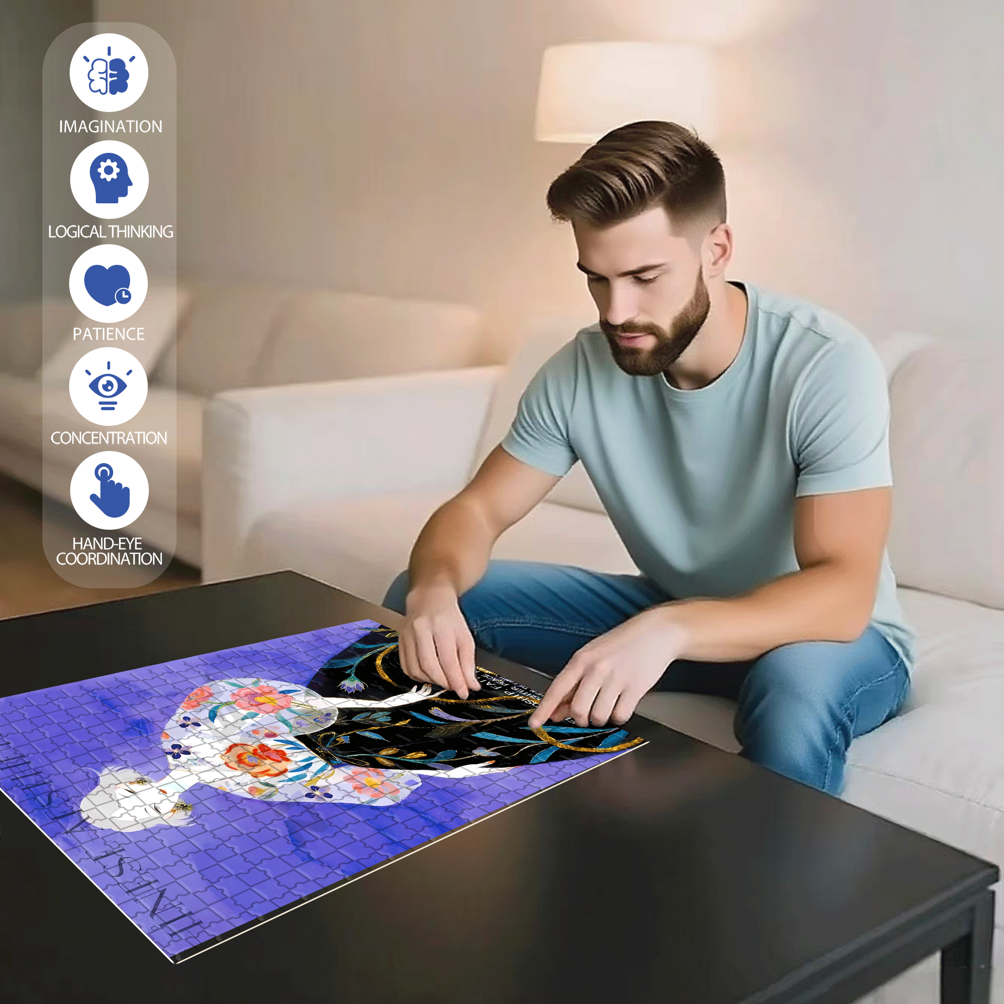 Cover Girl 2 500pcs/1000pcs Jigsaw Puzzle, Scratch-Resistant, Interactive Family Game & Brain-Boosting DIY Decor, Perfect for Halloween, Christmas & New Year Gifts, Family Puzzle Game