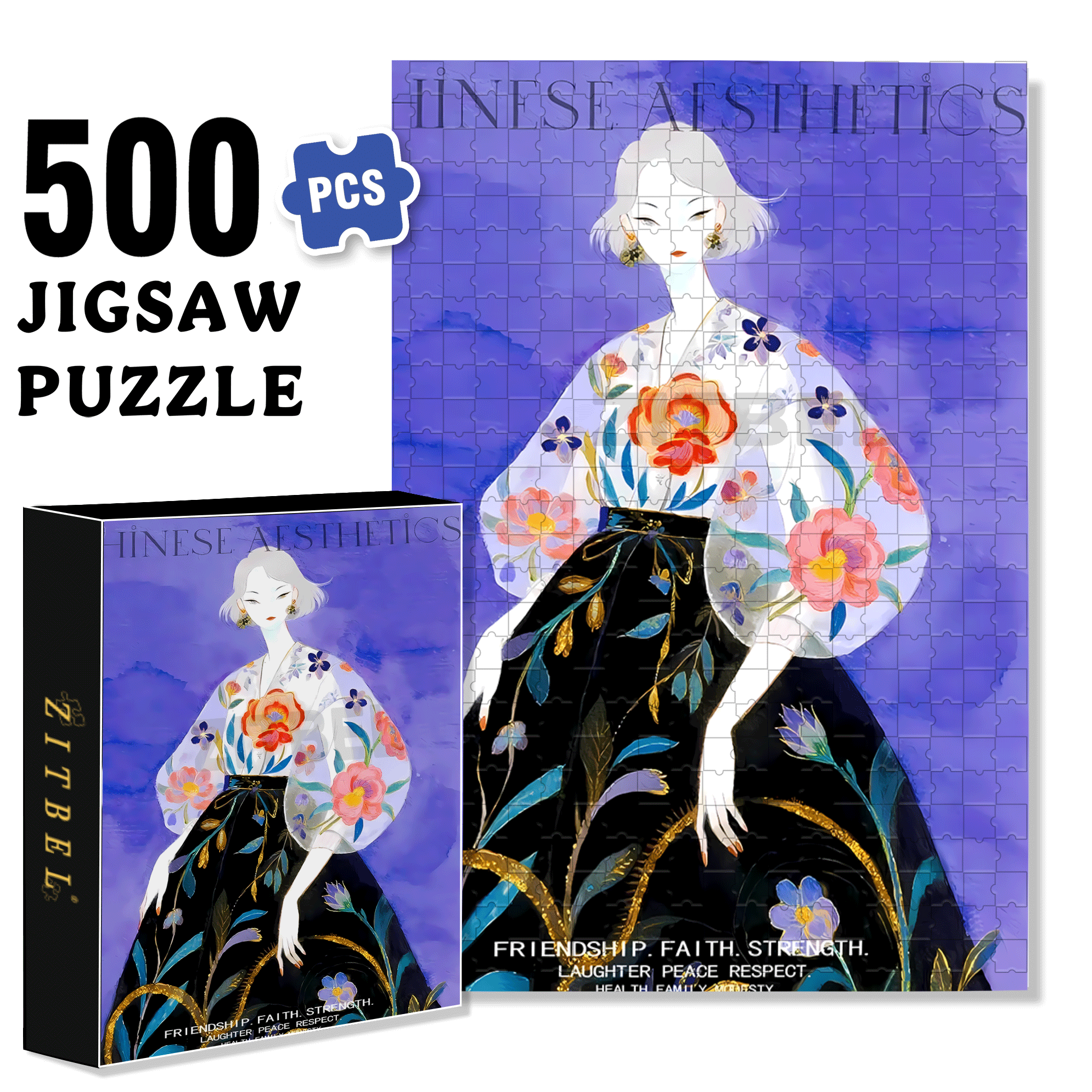 Cover Girl 2 500pcs/1000pcs Jigsaw Puzzle, Scratch-Resistant, Interactive Family Game & Brain-Boosting DIY Decor, Perfect for Halloween, Christmas & New Year Gifts, Family Puzzle Game