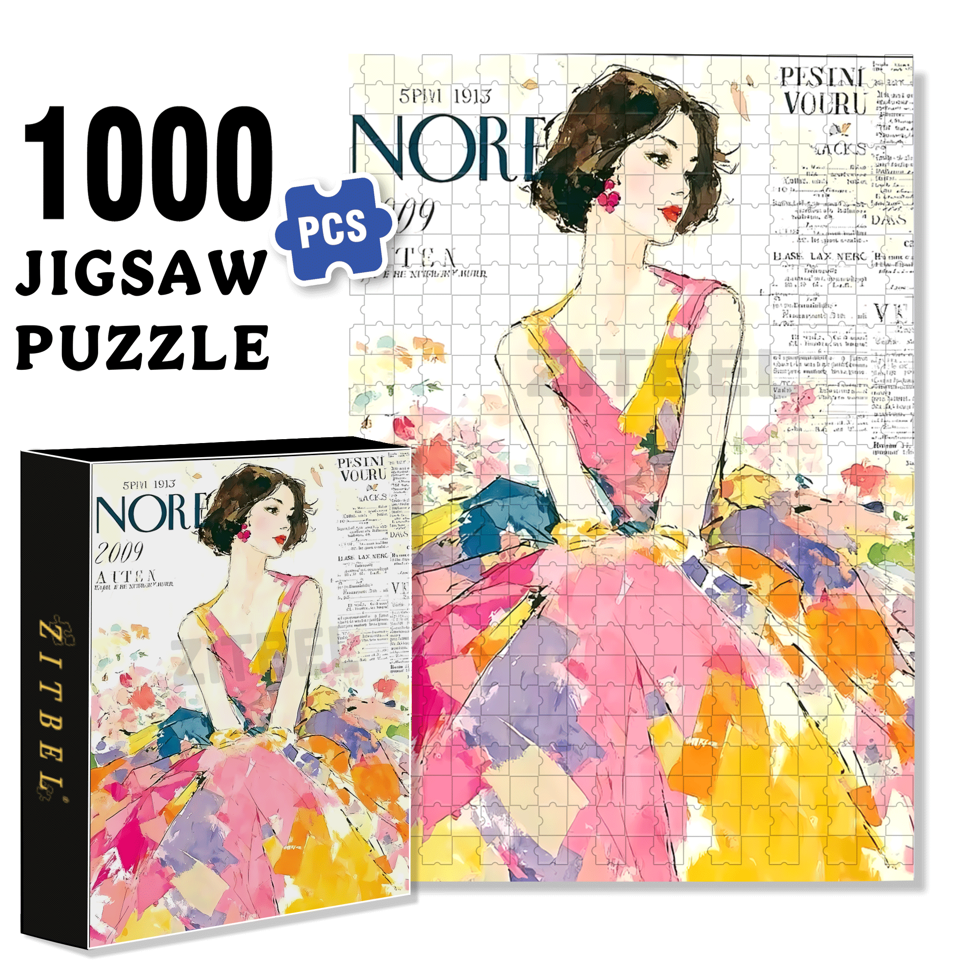 Cover Girl 4 500pcs/1000pcs Jigsaw Puzzle, Scratch-Resistant, Interactive Family Game & Brain-Boosting DIY Decor, Perfect for Halloween, Christmas & New Year Gifts, Family Puzzle Game
