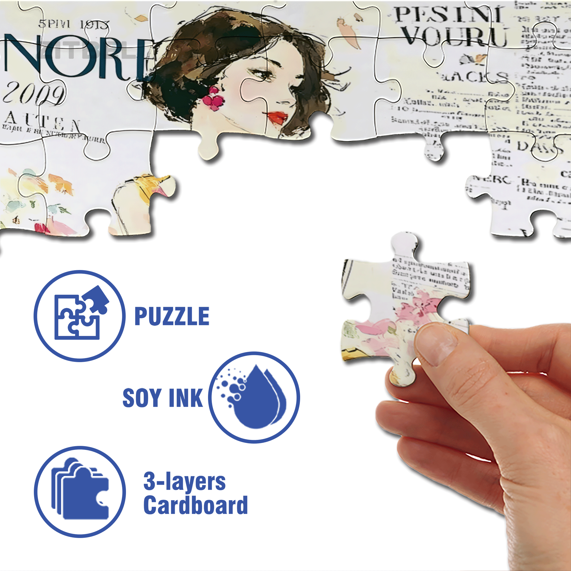 Cover Girl 4 500pcs/1000pcs Jigsaw Puzzle, Scratch-Resistant, Interactive Family Game & Brain-Boosting DIY Decor, Perfect for Halloween, Christmas & New Year Gifts, Family Puzzle Game
