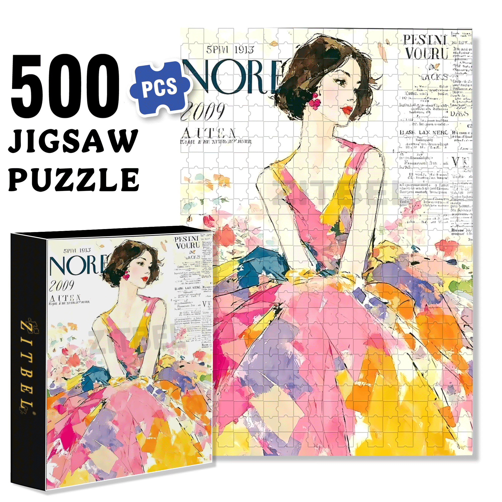 Cover Girl 4 500pcs/1000pcs Jigsaw Puzzle, Scratch-Resistant, Interactive Family Game & Brain-Boosting DIY Decor, Perfect for Halloween, Christmas & New Year Gifts, Family Puzzle Game