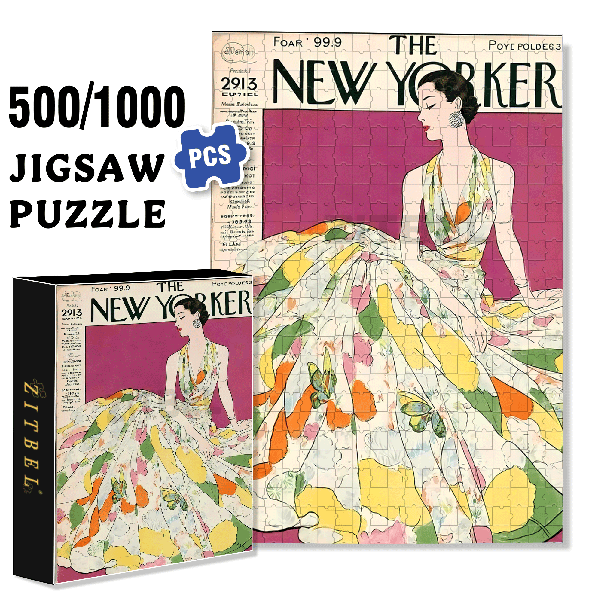 Cover Girl 5 500pcs/1000pcs Jigsaw Puzzle, Scratch-Resistant, Interactive Family Game & Brain-Boosting DIY Decor, Perfect for Halloween, Christmas & New Year Gifts, Family Puzzle Game