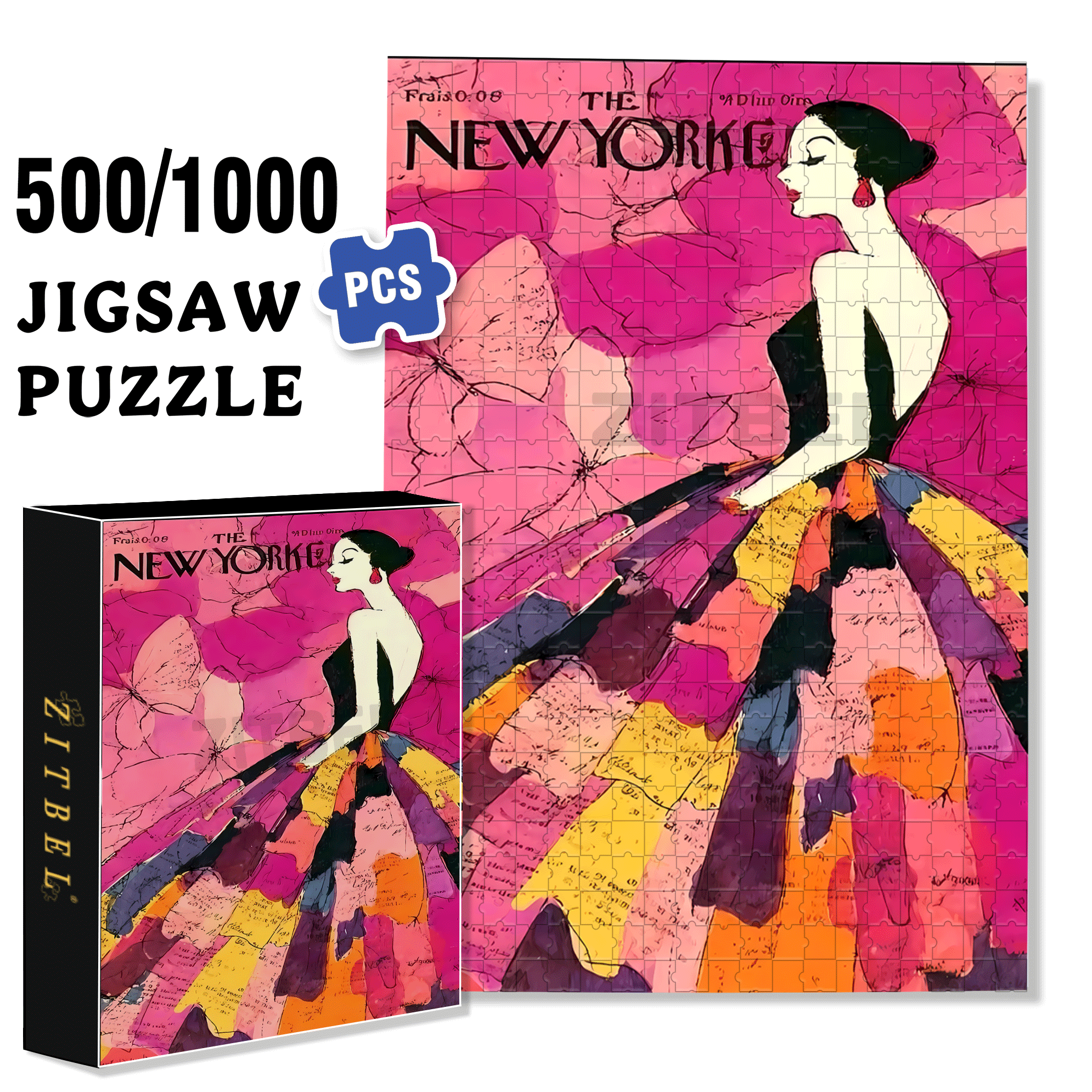 Cover Girl 6 500pcs/1000pcs Jigsaw Puzzle, Scratch-Resistant, Interactive Family Game & Brain-Boosting DIY Decor, Perfect for Halloween, Christmas & New Year Gifts, Family Puzzle Game