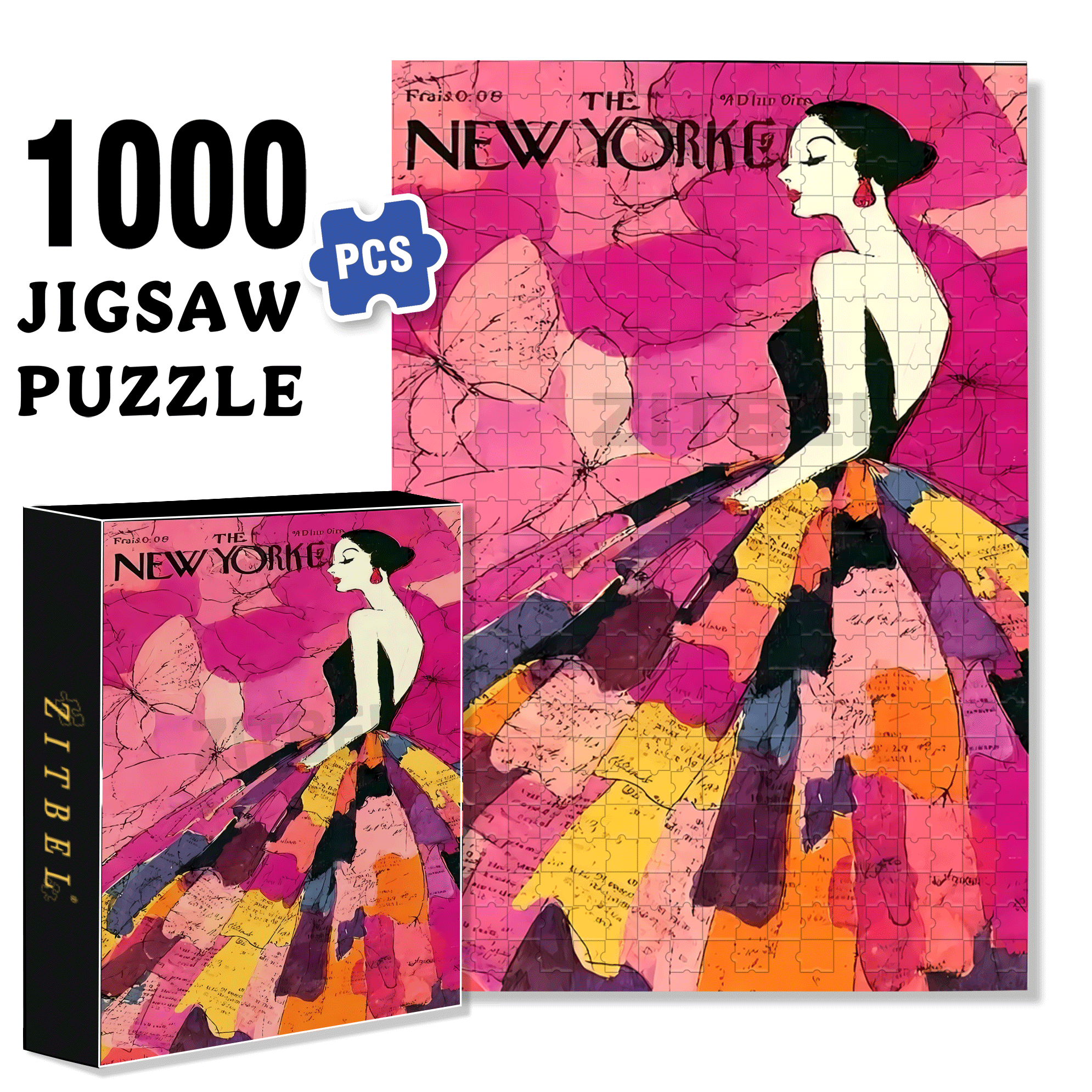 Cover Girl 6 500pcs/1000pcs Jigsaw Puzzle, Scratch-Resistant, Interactive Family Game & Brain-Boosting DIY Decor, Perfect for Halloween, Christmas & New Year Gifts, Family Puzzle Game