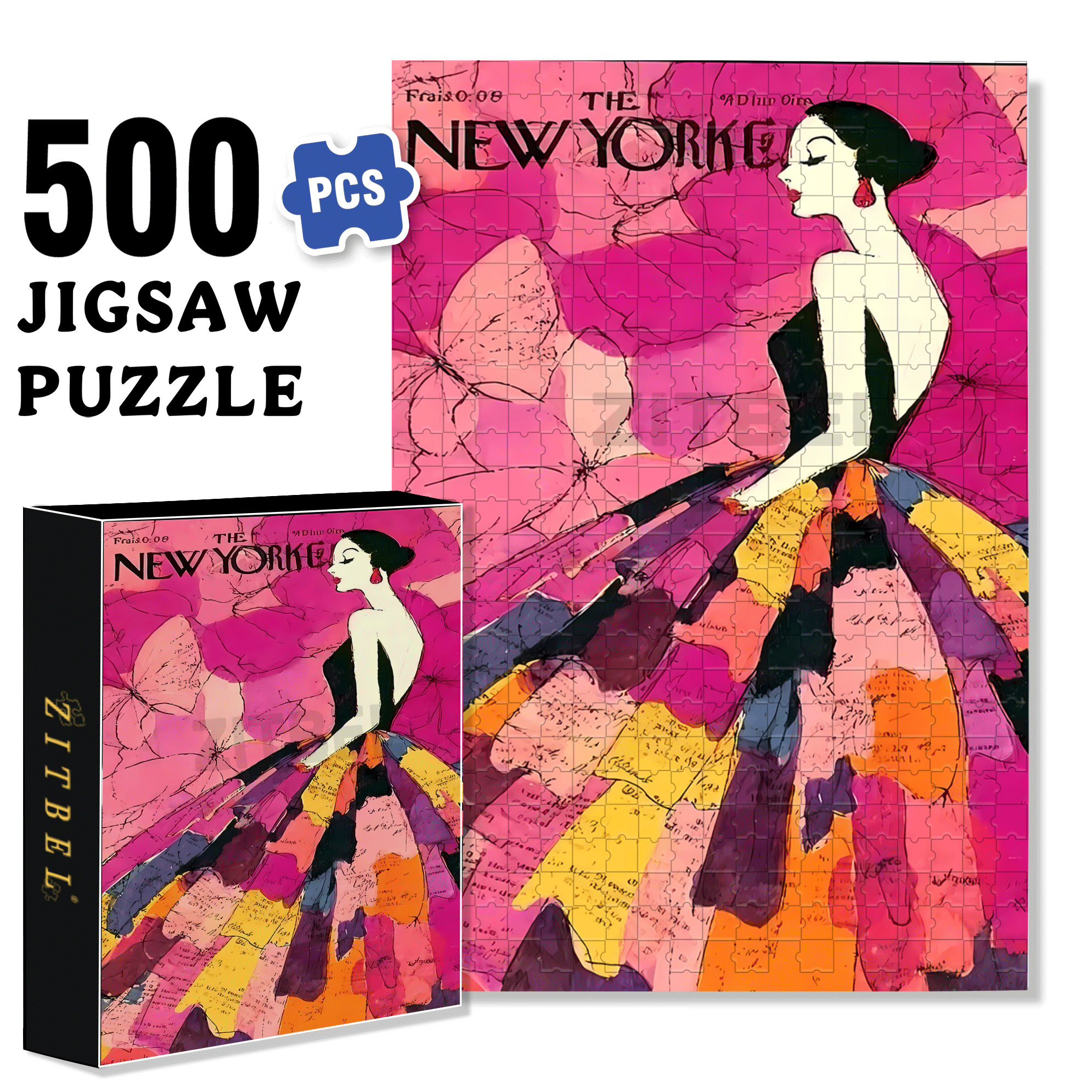 Cover Girl 6 500pcs/1000pcs Jigsaw Puzzle, Scratch-Resistant, Interactive Family Game & Brain-Boosting DIY Decor, Perfect for Halloween, Christmas & New Year Gifts, Family Puzzle Game