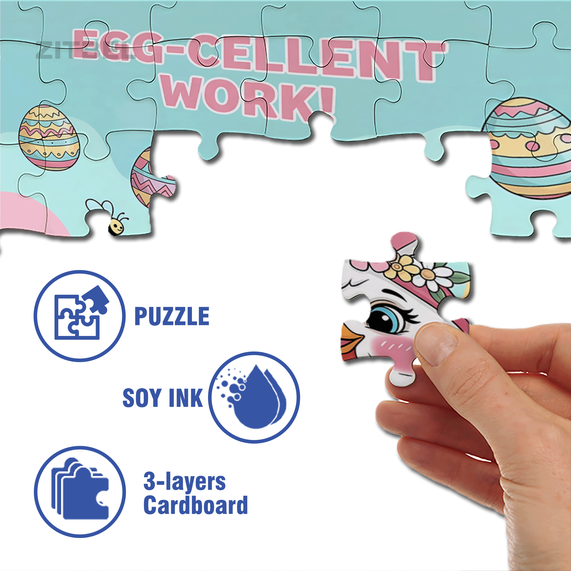 Cute Chicken and Egg 500pcs/1000pcs Jigsaw Puzzle, Scratch-Resistant, Interactive Family Game & Brain-Boosting DIY Decor, Perfect for Halloween, Christmas & New Year Gifts, Family Puzzle Game