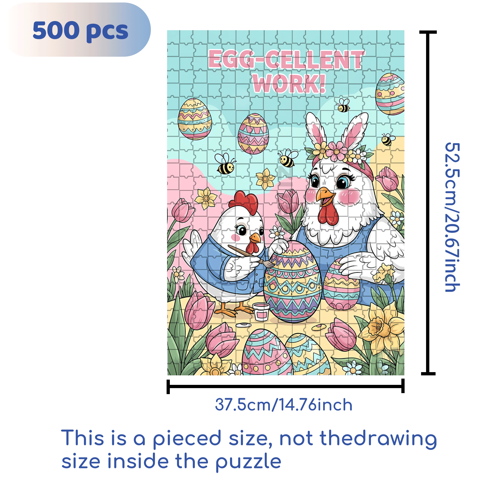 Cute Chicken and Egg 500pcs/1000pcs Jigsaw Puzzle, Scratch-Resistant, Interactive Family Game & Brain-Boosting DIY Decor, Perfect for Halloween, Christmas & New Year Gifts, Family Puzzle Game