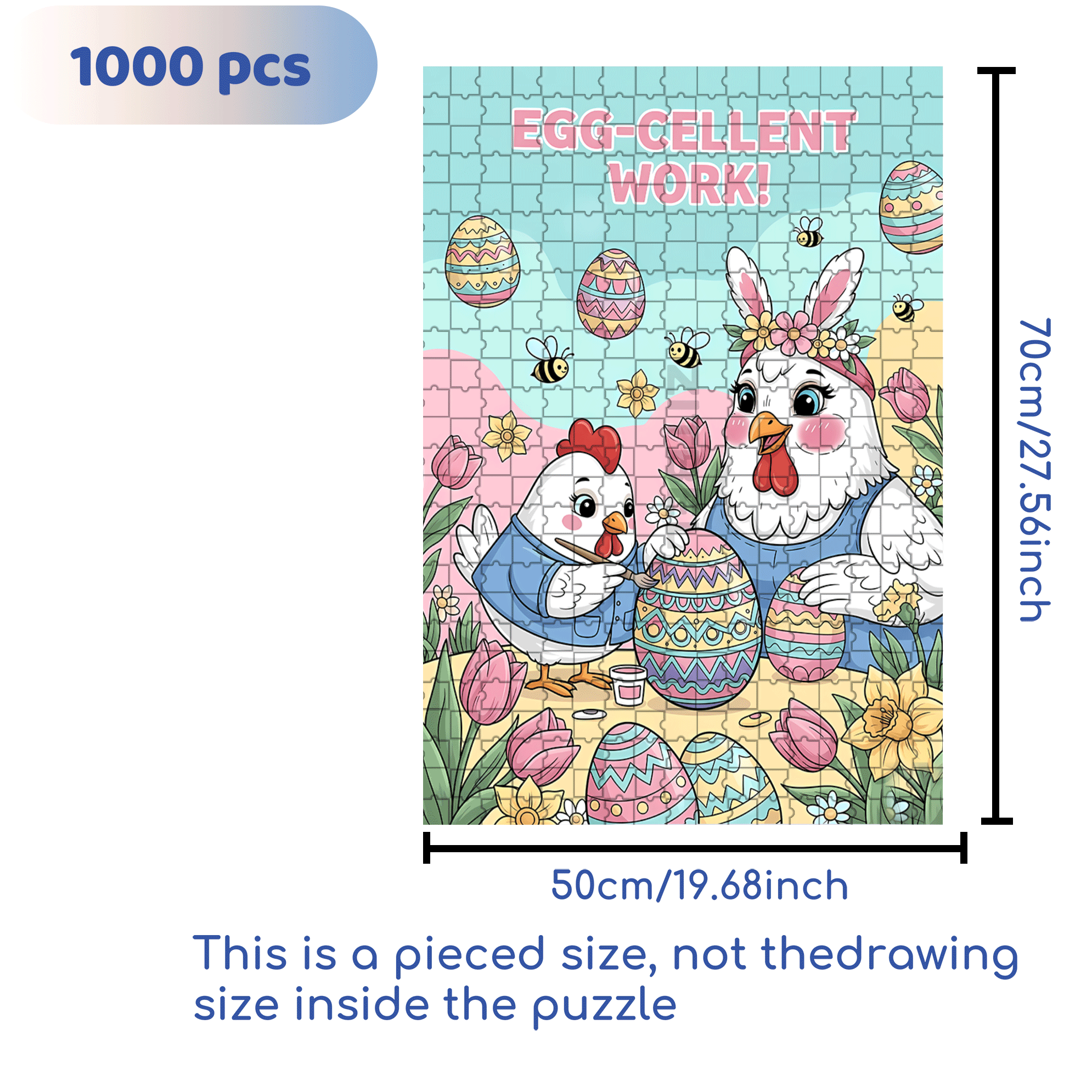 Cute Chicken and Egg 500pcs/1000pcs Jigsaw Puzzle, Scratch-Resistant, Interactive Family Game & Brain-Boosting DIY Decor, Perfect for Halloween, Christmas & New Year Gifts, Family Puzzle Game