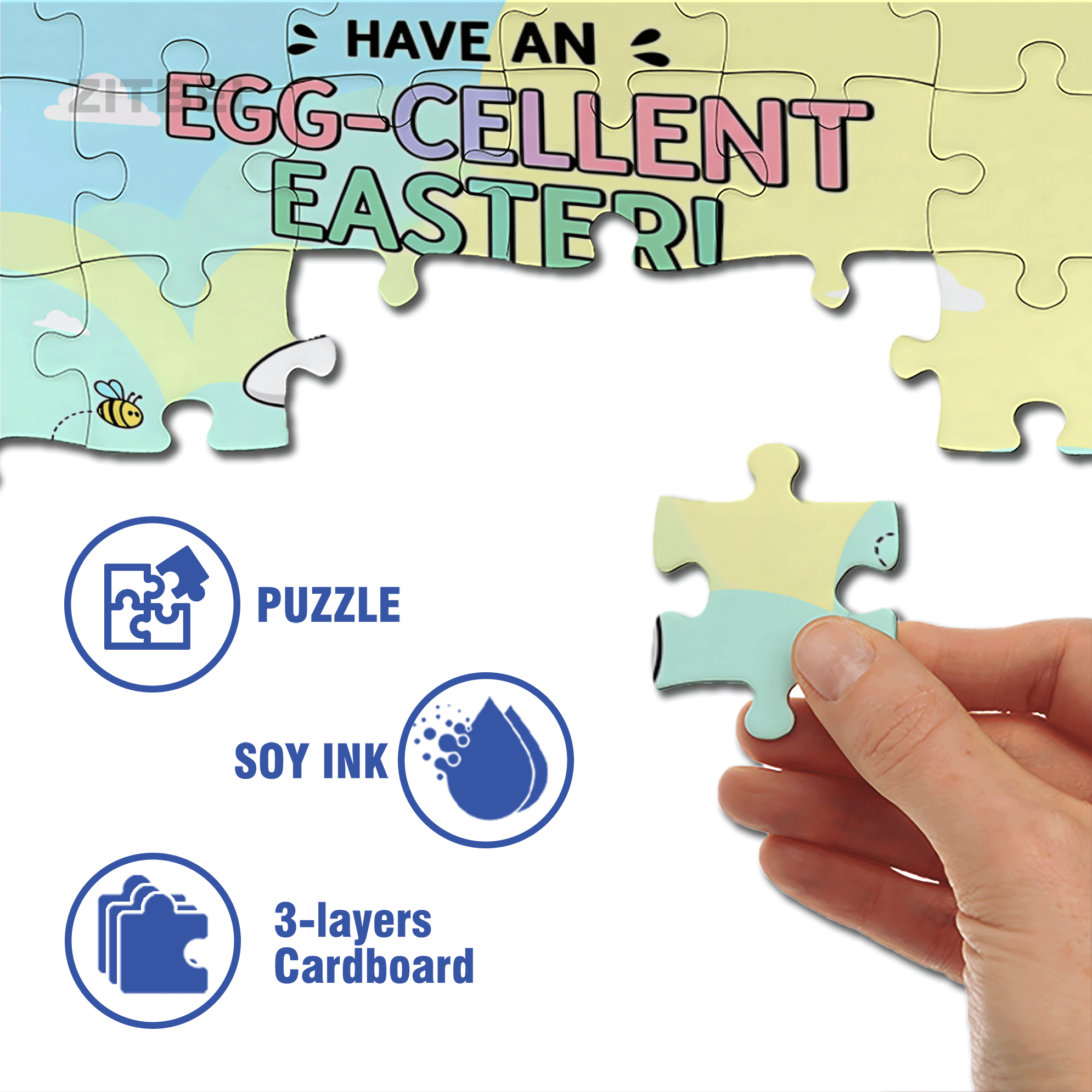 Cute Chicken Easte 500pcs/1000pcs Jigsaw Puzzle, Scratch-Resistant, Interactive Family Game & Brain-Boosting DIY Decor, Perfect for Halloween, Christmas & New Year Gifts, Family Puzzle Game