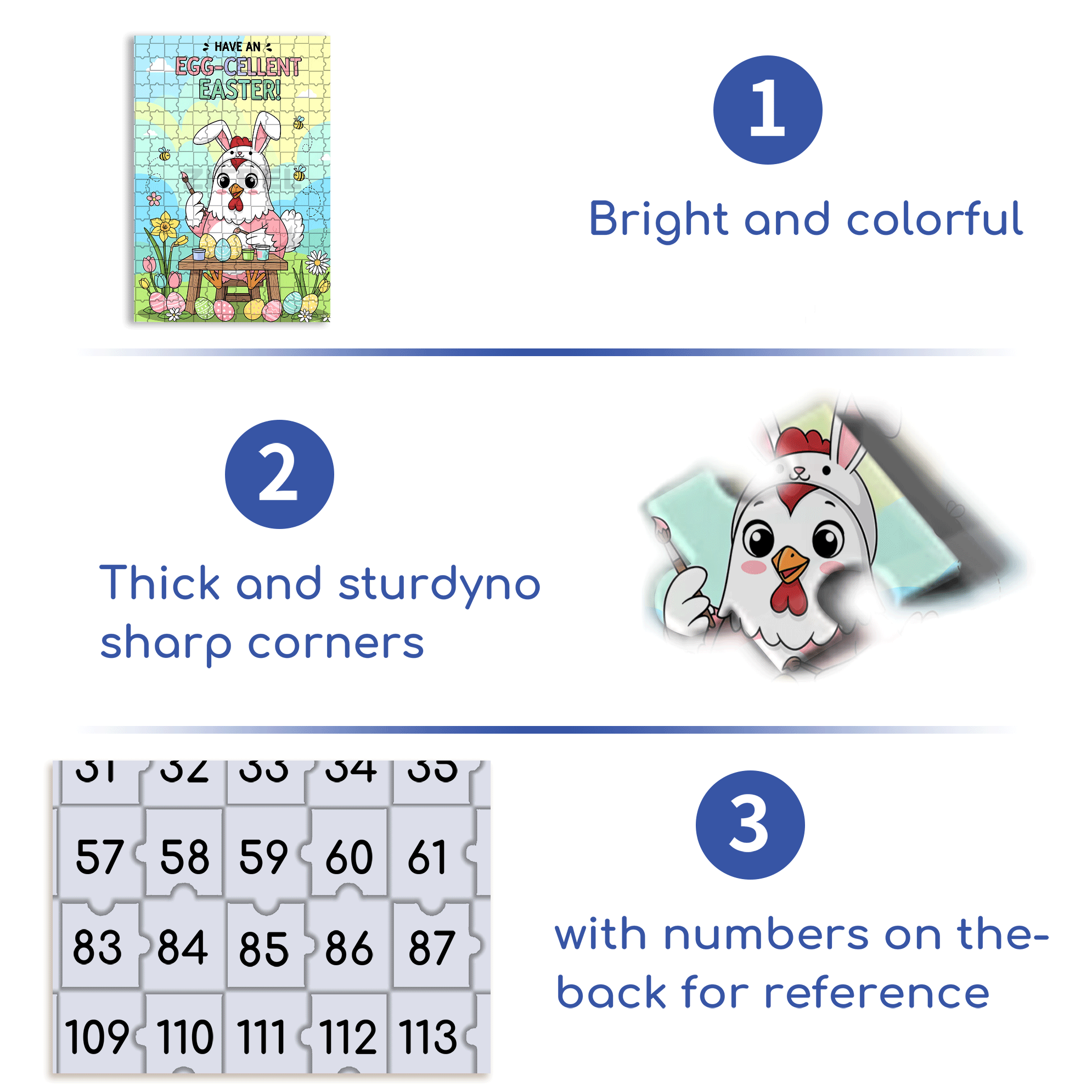 Cute Chicken Easte 500pcs/1000pcs Jigsaw Puzzle, Scratch-Resistant, Interactive Family Game & Brain-Boosting DIY Decor, Perfect for Halloween, Christmas & New Year Gifts, Family Puzzle Game