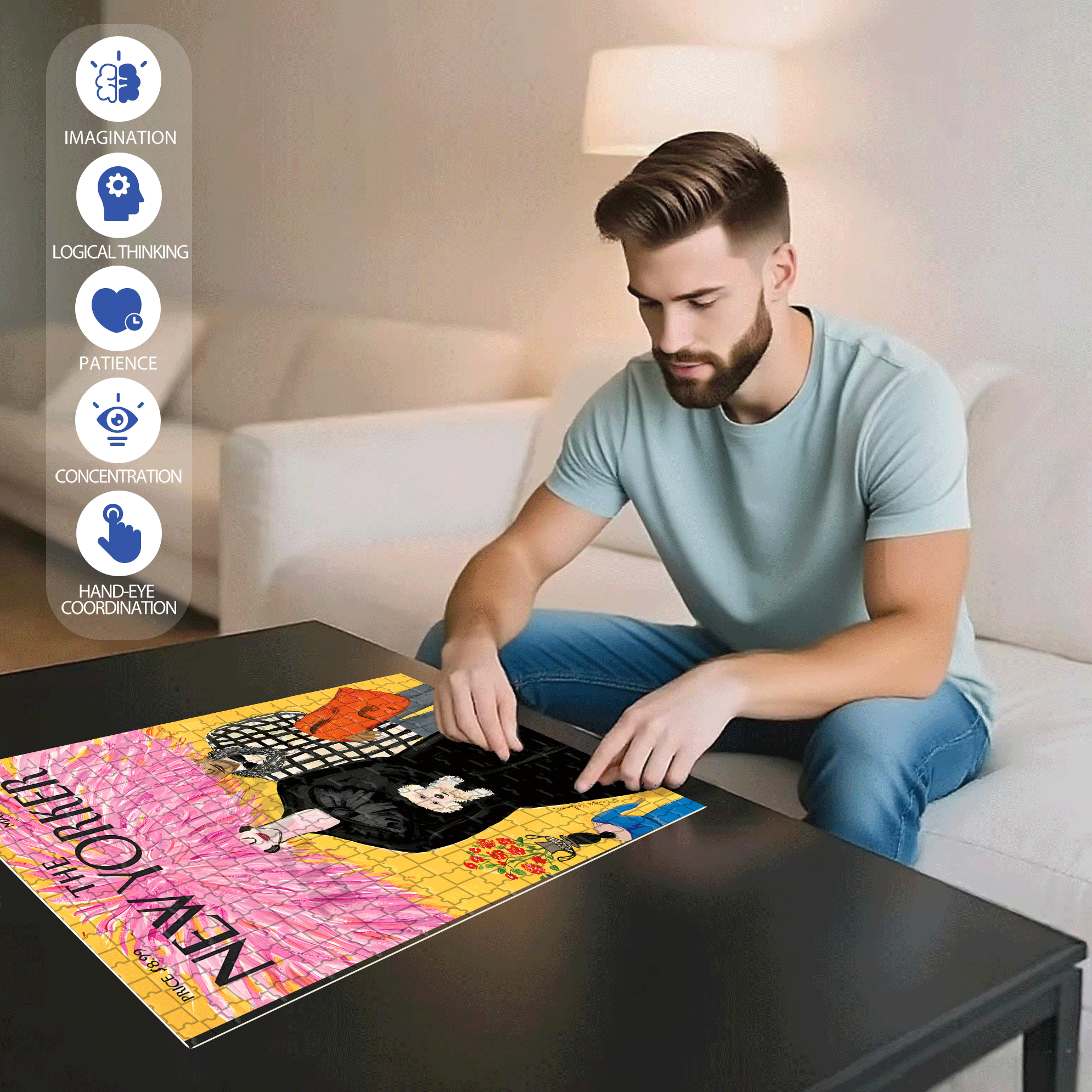 Exaggerated Hairstyle 500pcs/1000pcs Jigsaw Puzzle, Scratch-Resistant, Interactive Family Game & Brain-Boosting DIY Decor, Perfect for Halloween, Christmas & New Year Gifts, Family Puzzle Game