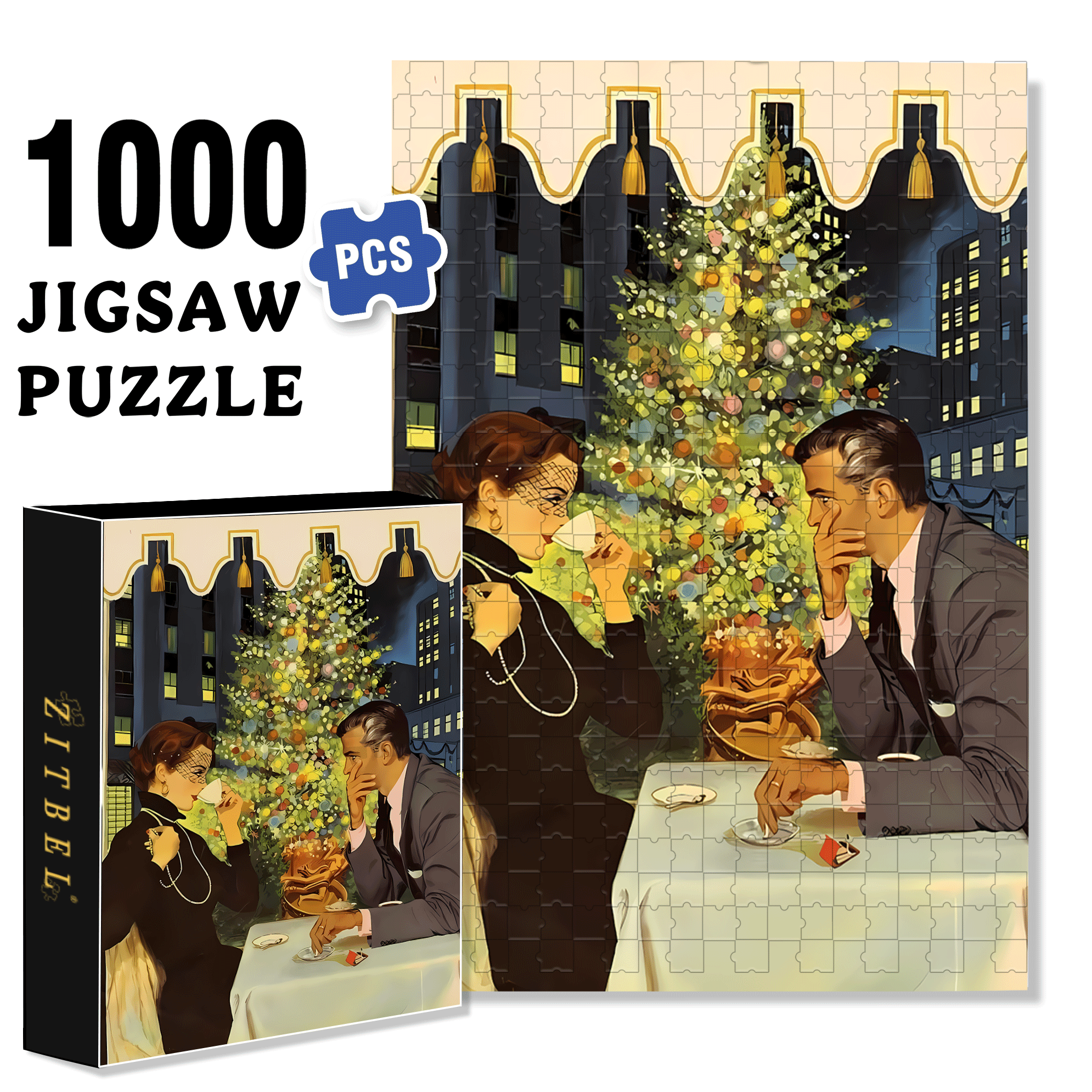 Eye Contact 500pcs/1000pcs Jigsaw Puzzle, Scratch-Resistant, Interactive Family Game & Brain-Boosting DIY Decor, Perfect for Halloween, Christmas & New Year Gifts, Family Puzzle Game