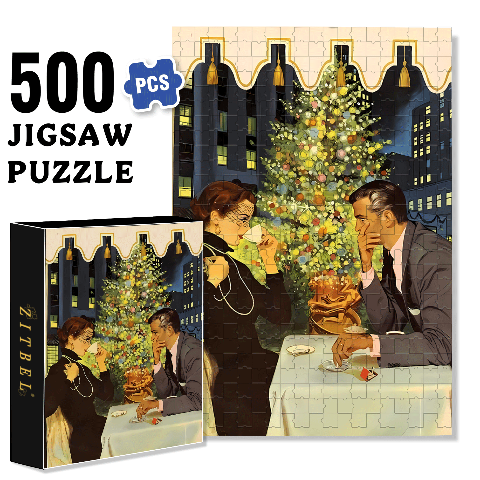 Eye Contact 500pcs/1000pcs Jigsaw Puzzle, Scratch-Resistant, Interactive Family Game & Brain-Boosting DIY Decor, Perfect for Halloween, Christmas & New Year Gifts, Family Puzzle Game