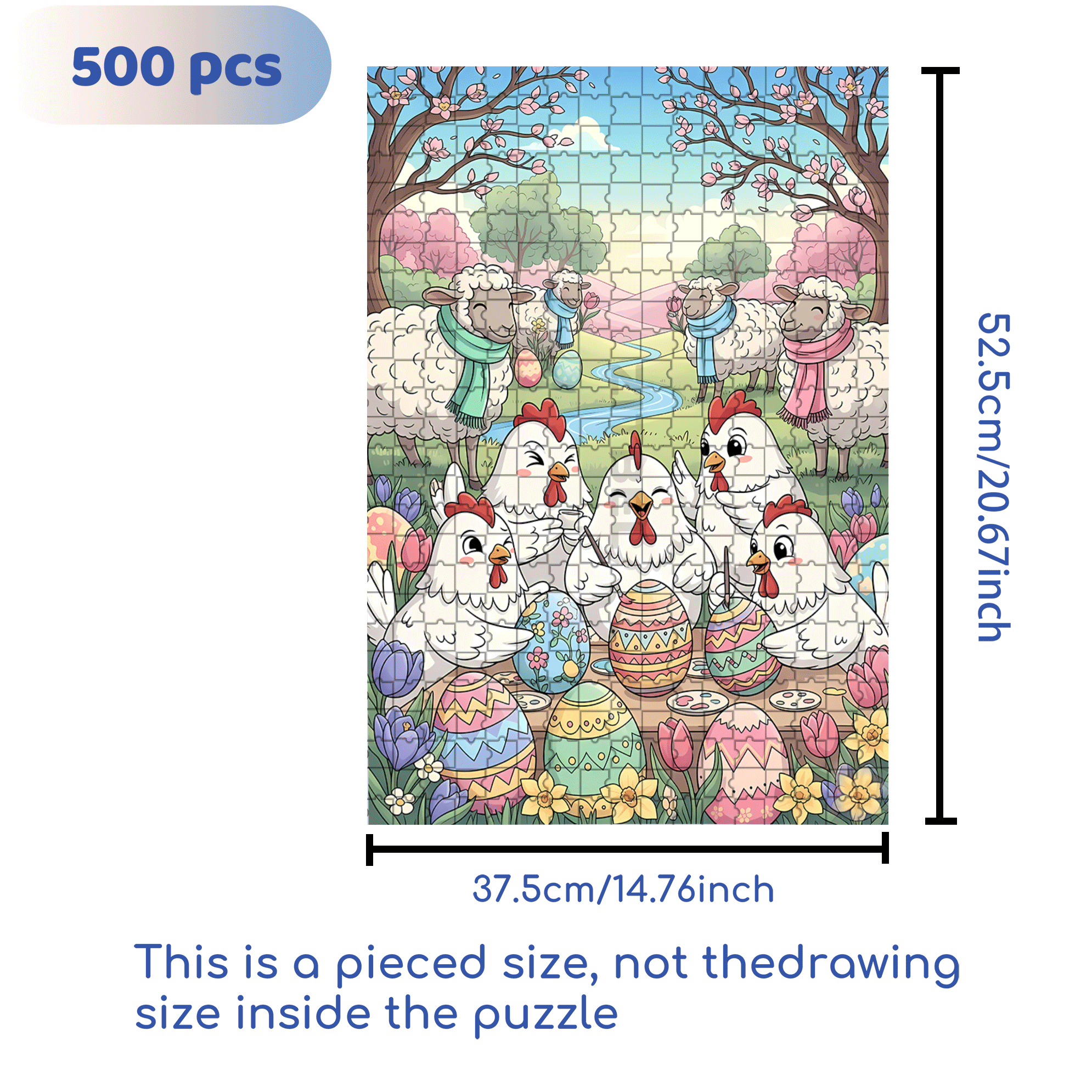 Farm Animals Celebrating Spring 500pcs/1000pcs Jigsaw Puzzle, Scratch-Resistant, Interactive Family Game & Brain-Boosting DIY Decor, Perfect for Halloween, Christmas & New Year Gifts, Family Puzzle Game
