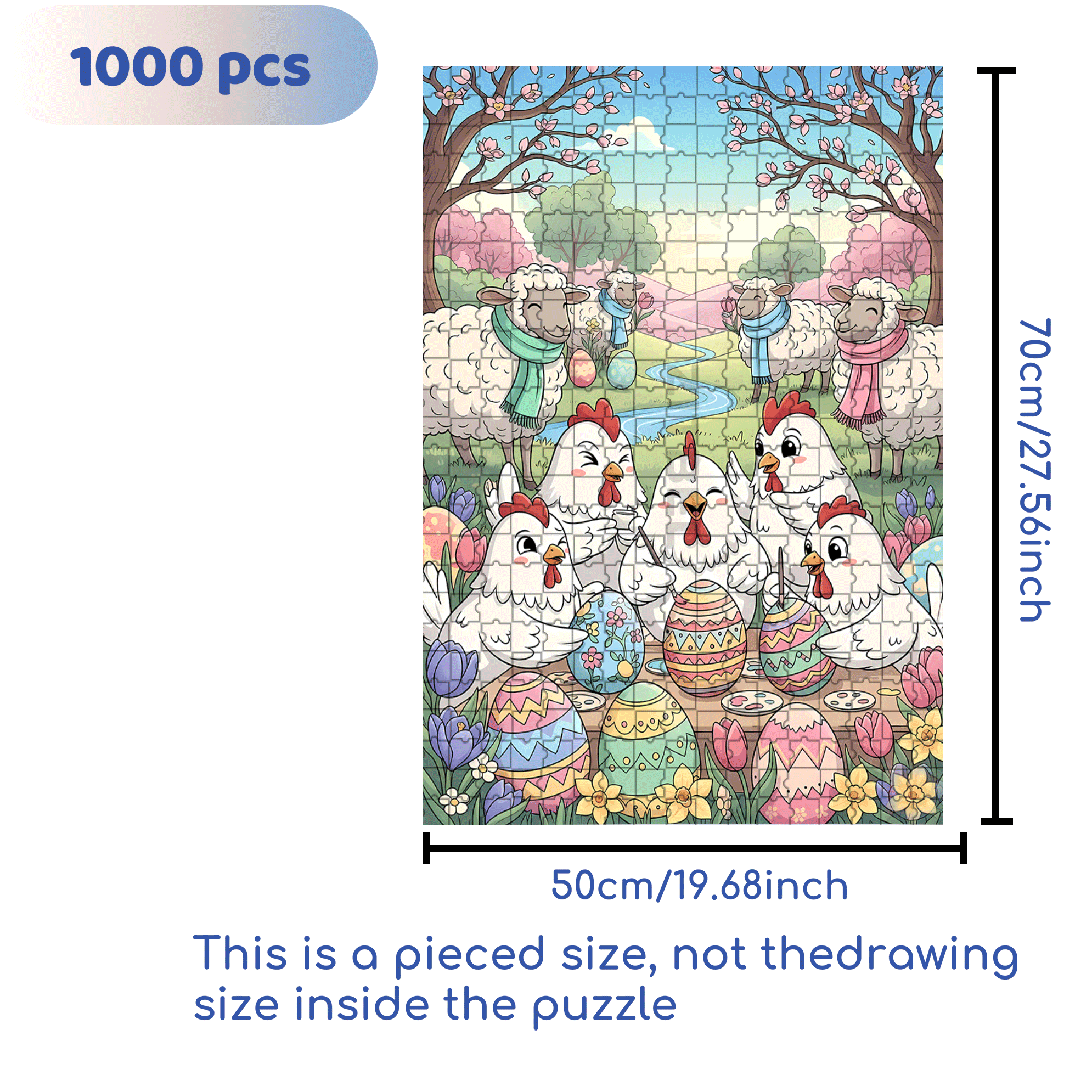 Farm Animals Celebrating Spring 500pcs/1000pcs Jigsaw Puzzle, Scratch-Resistant, Interactive Family Game & Brain-Boosting DIY Decor, Perfect for Halloween, Christmas & New Year Gifts, Family Puzzle Game
