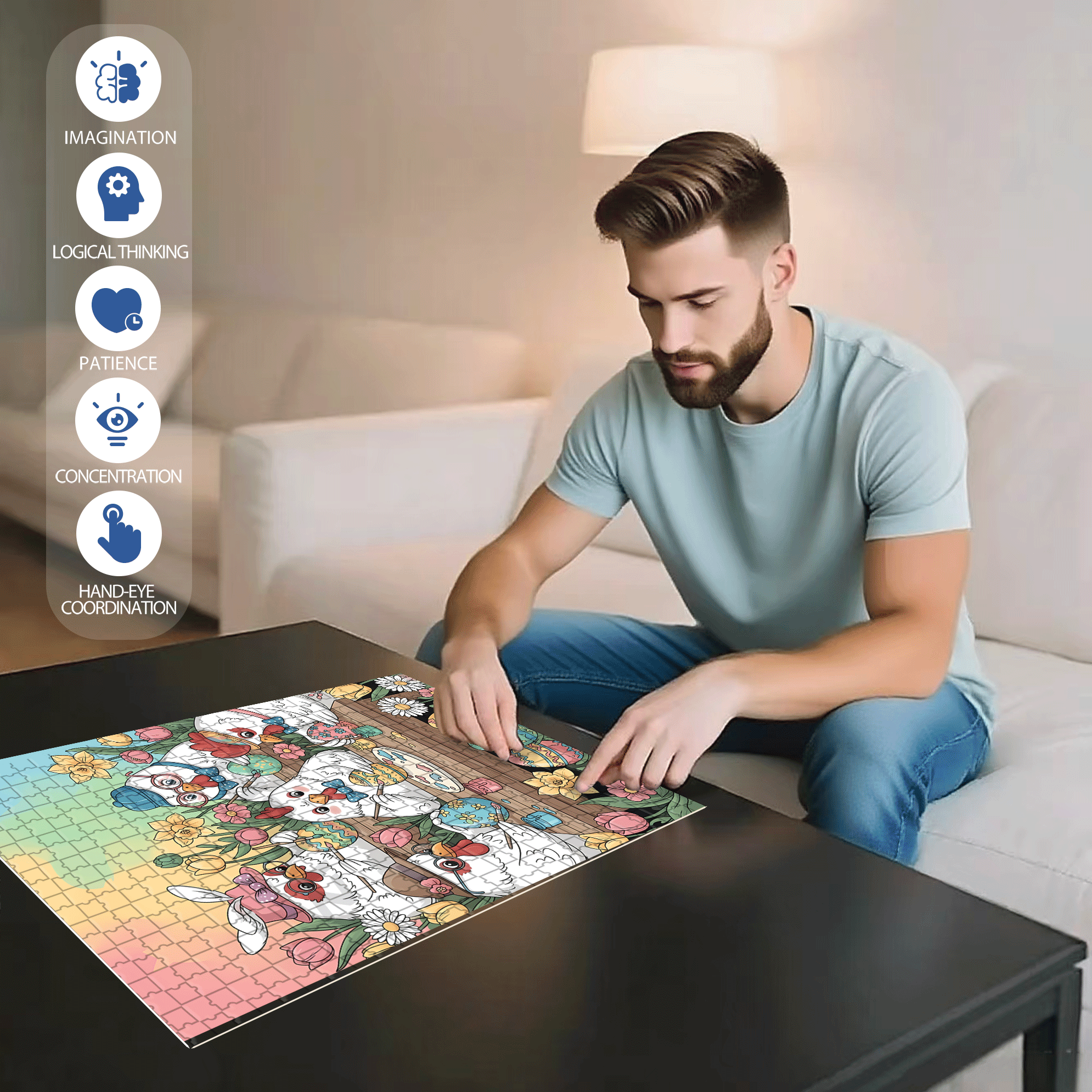 Farmhouse Spring Decor & DIY Vibes 500pcs/1000pcs Jigsaw Puzzle, Scratch-Resistant, Interactive Family Game & Brain-Boosting DIY Decor, Perfect for Halloween, Christmas & New Year Gifts, Family Puzzle Game