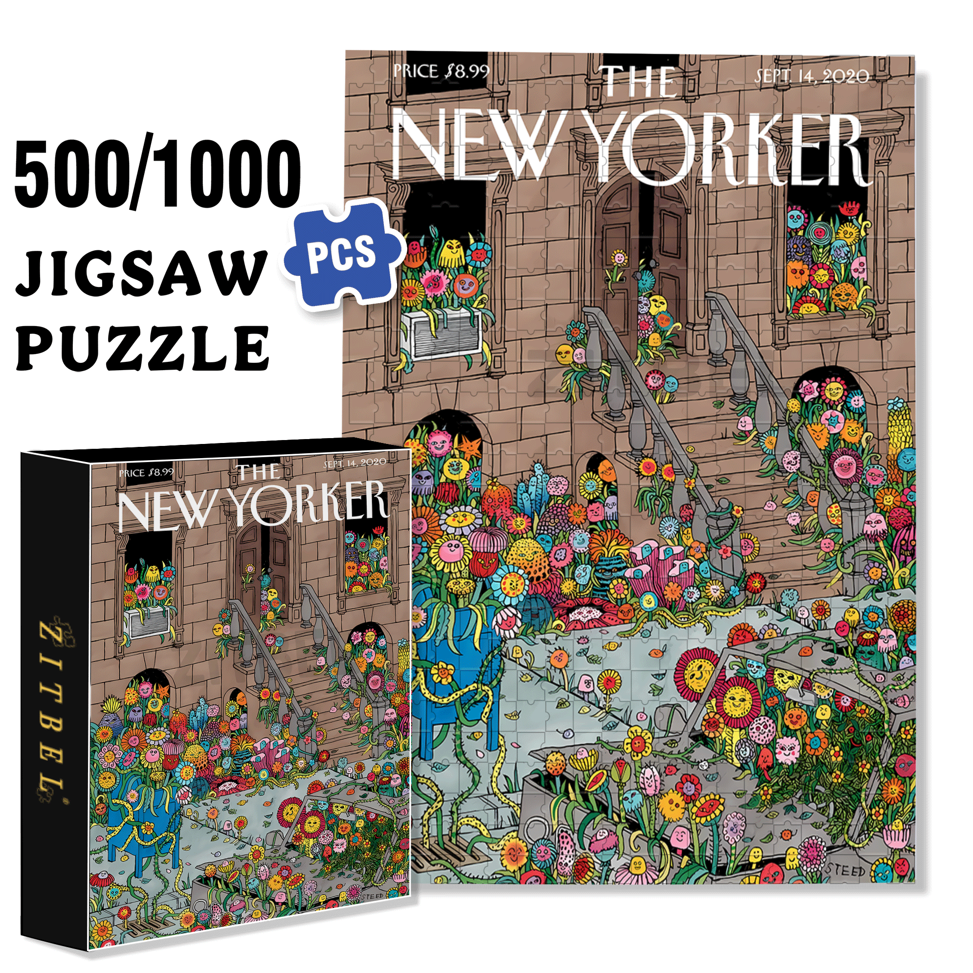 Flower World 500pcs/1000pcs Jigsaw Puzzle, Scratch-Resistant, Interactive Family Game & Brain-Boosting DIY Decor, Perfect for Halloween, Christmas & New Year Gifts, Family Puzzle Game