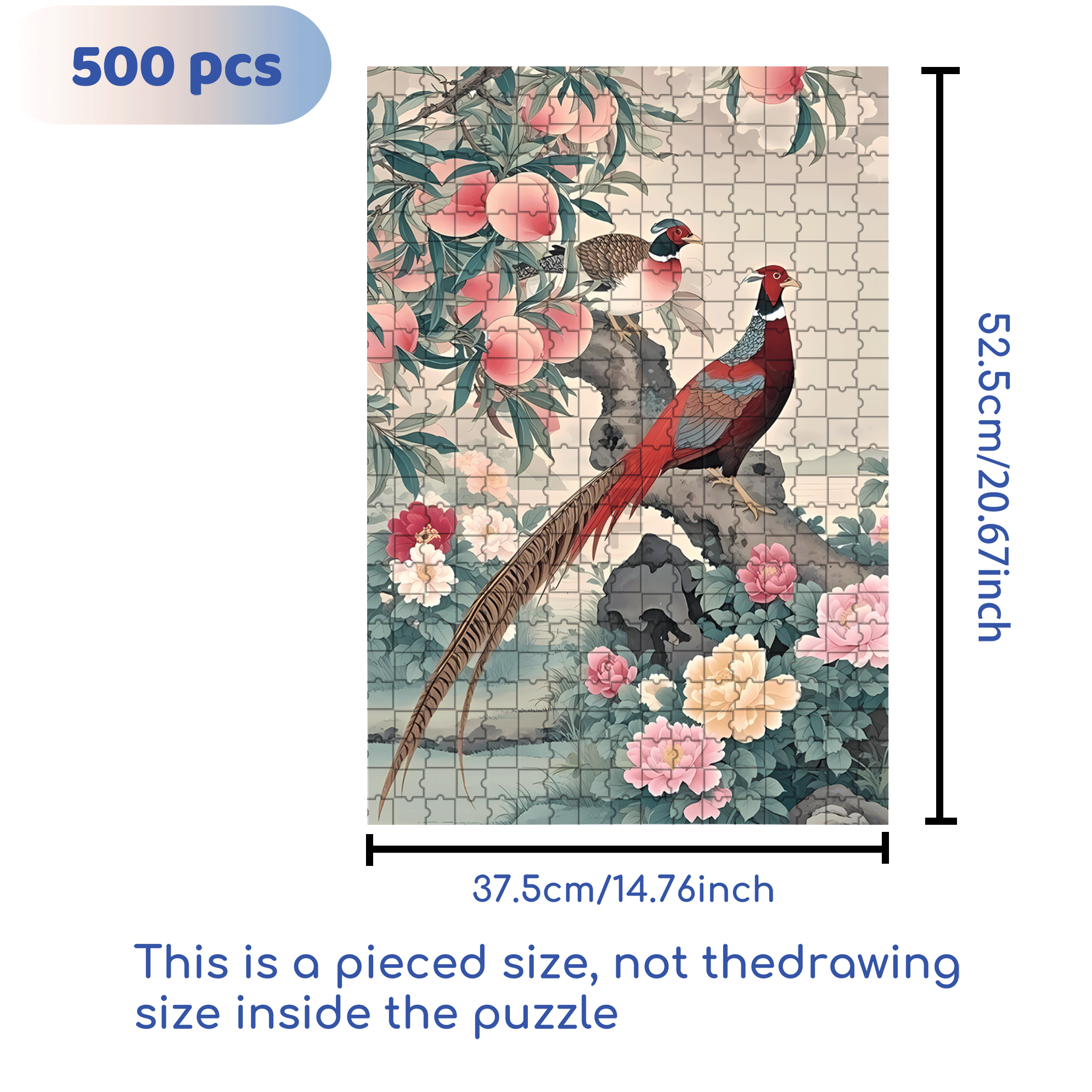 Flowers Bloom In Wealth And Prosperity 500pcs/1000pcs Jigsaw Puzzle, Scratch-Resistant, Interactive Family Game & Brain-Boosting DIY Decor, Perfect for Halloween, Christmas & New Year Gifts, Family Puzzle Game