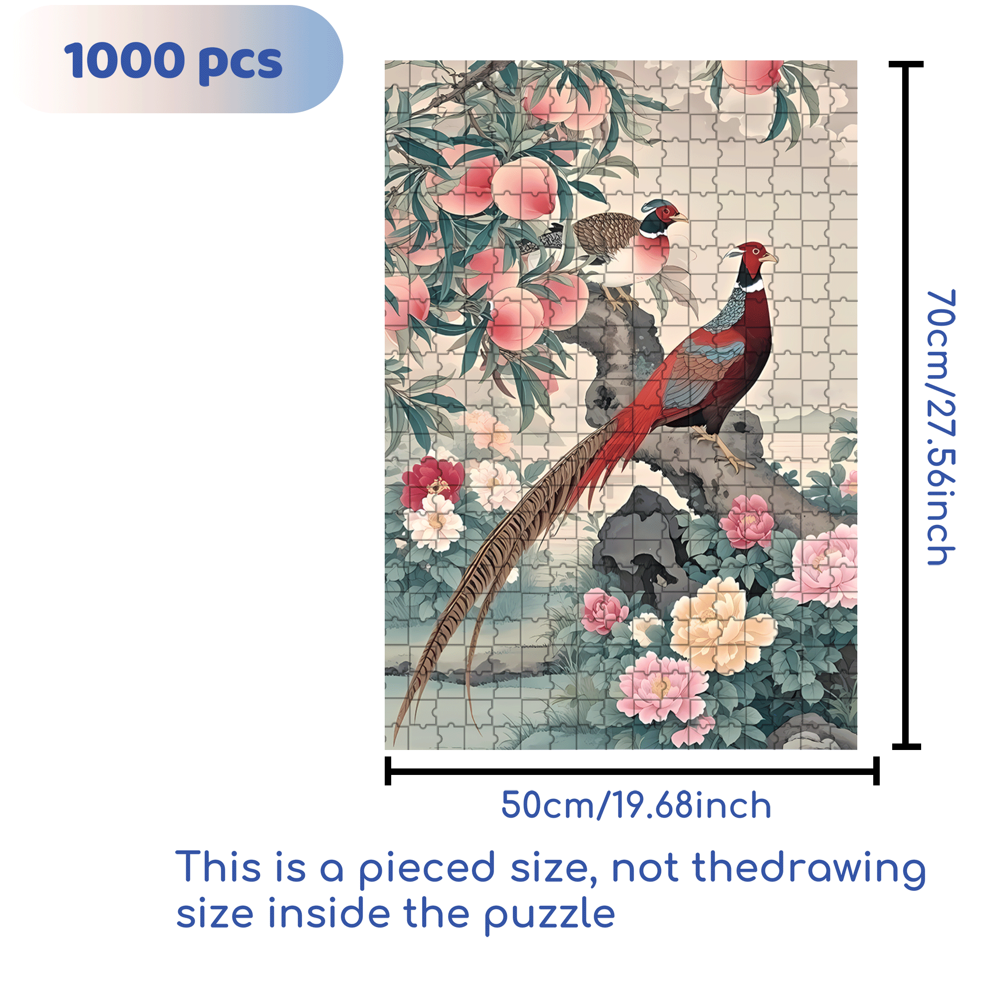 Flowers Bloom In Wealth And Prosperity 500pcs/1000pcs Jigsaw Puzzle, Scratch-Resistant, Interactive Family Game & Brain-Boosting DIY Decor, Perfect for Halloween, Christmas & New Year Gifts, Family Puzzle Game