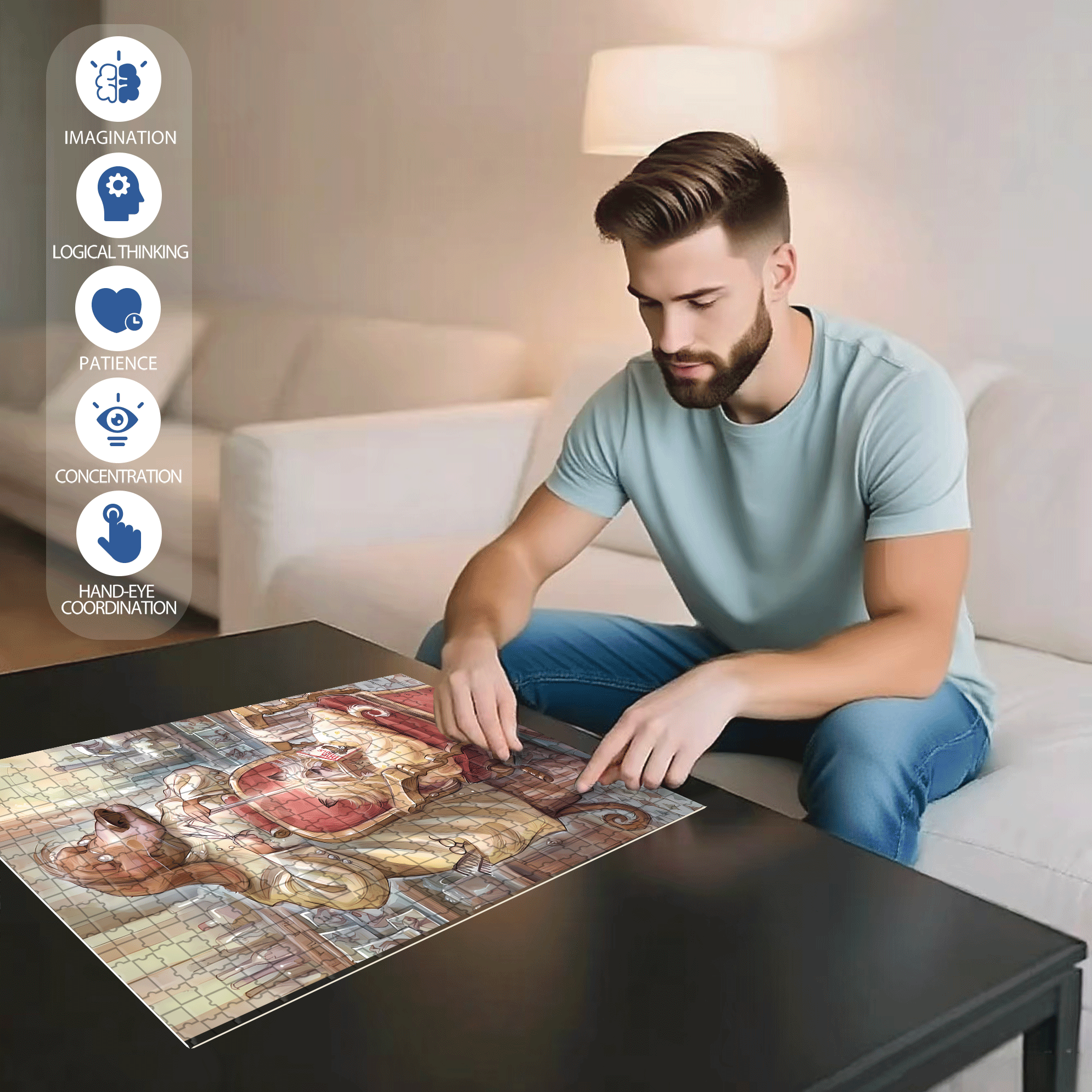 Hair Stylist 500pcs/1000pcs Jigsaw Puzzle, Scratch-Resistant, Interactive Family Game & Brain-Boosting DIY Decor, Perfect for Halloween, Christmas & New Year Gifts, Family Puzzle Game