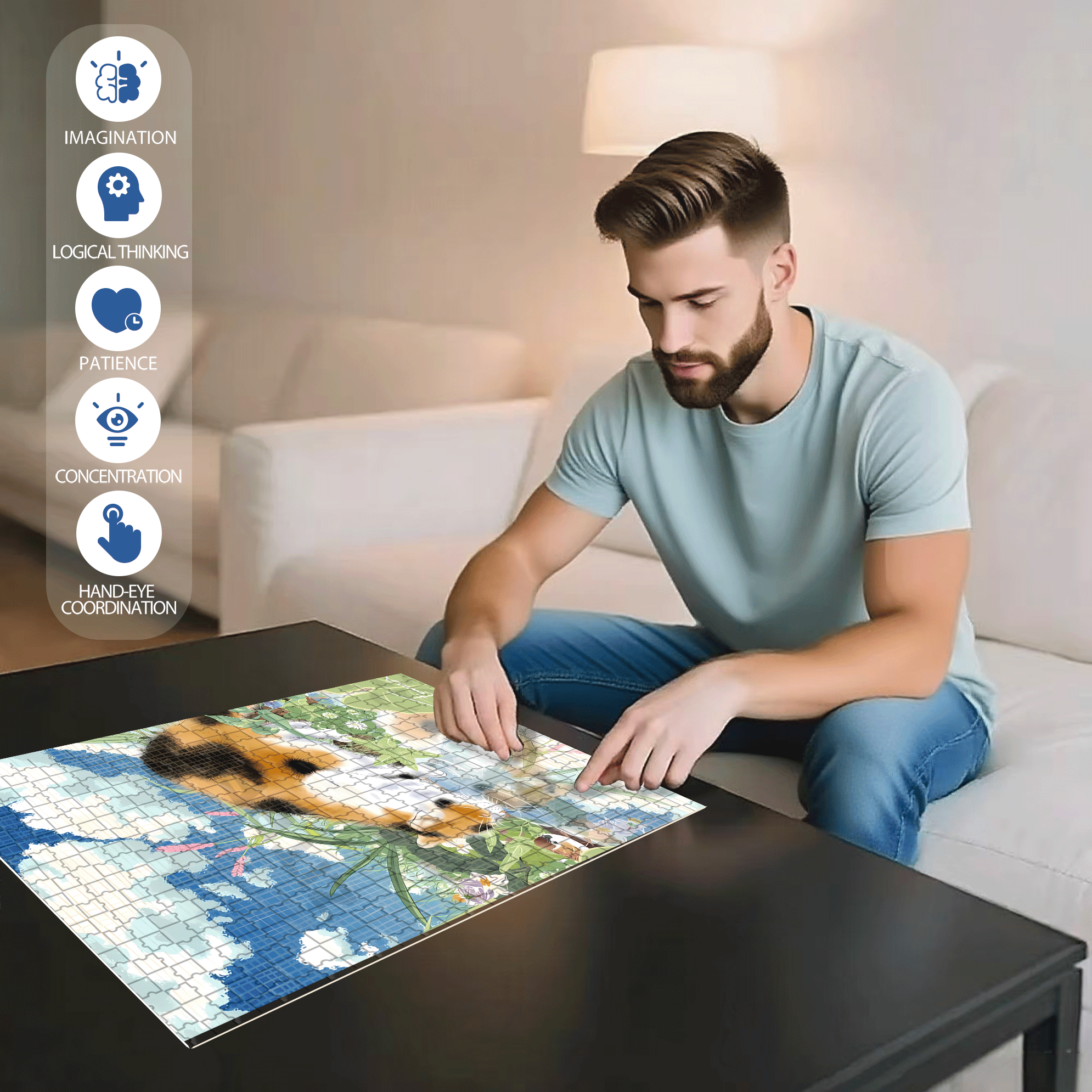 Kitten Drinking Water 500pcs/1000pcs Jigsaw Puzzle, Scratch-Resistant, Interactive Family Game & Brain-Boosting DIY Decor, Perfect for Halloween, Christmas & New Year Gifts, Family Puzzle Game