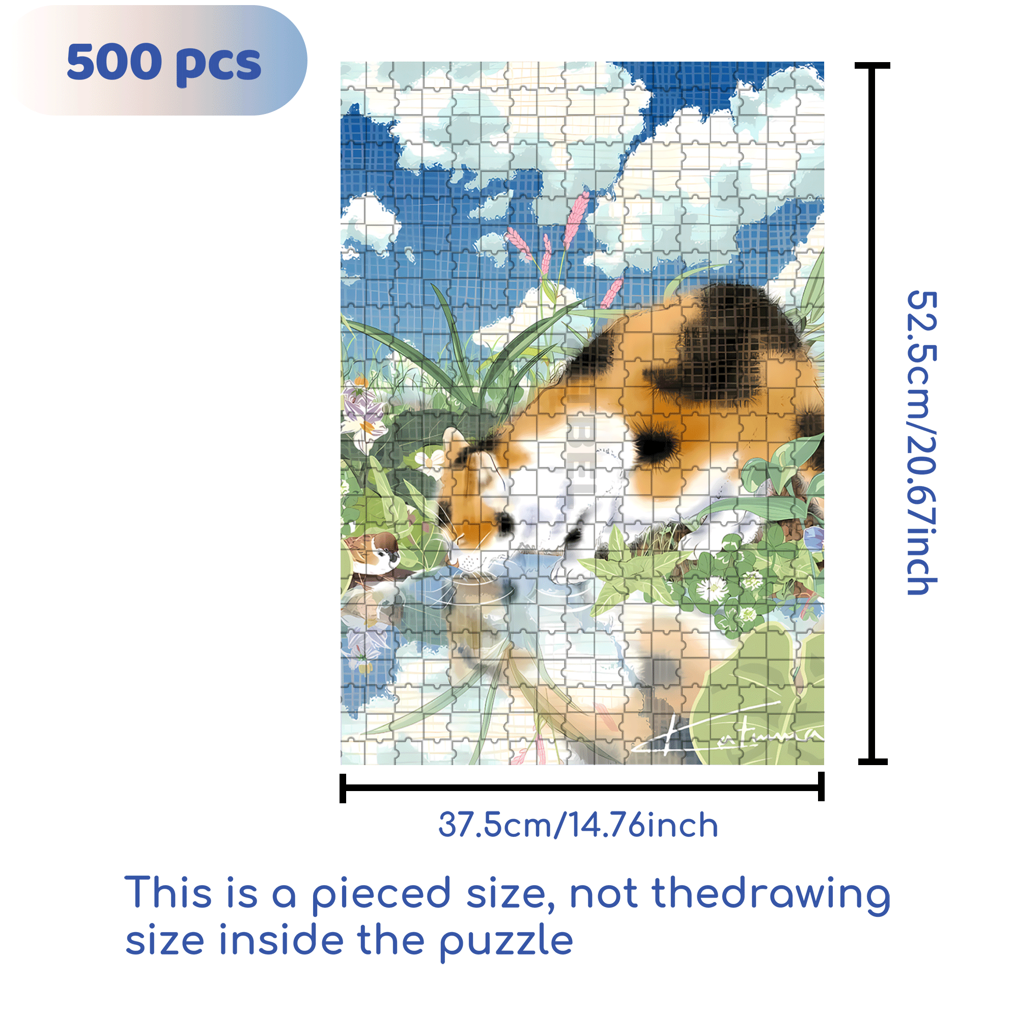 Kitten Drinking Water 500pcs/1000pcs Jigsaw Puzzle, Scratch-Resistant, Interactive Family Game & Brain-Boosting DIY Decor, Perfect for Halloween, Christmas & New Year Gifts, Family Puzzle Game