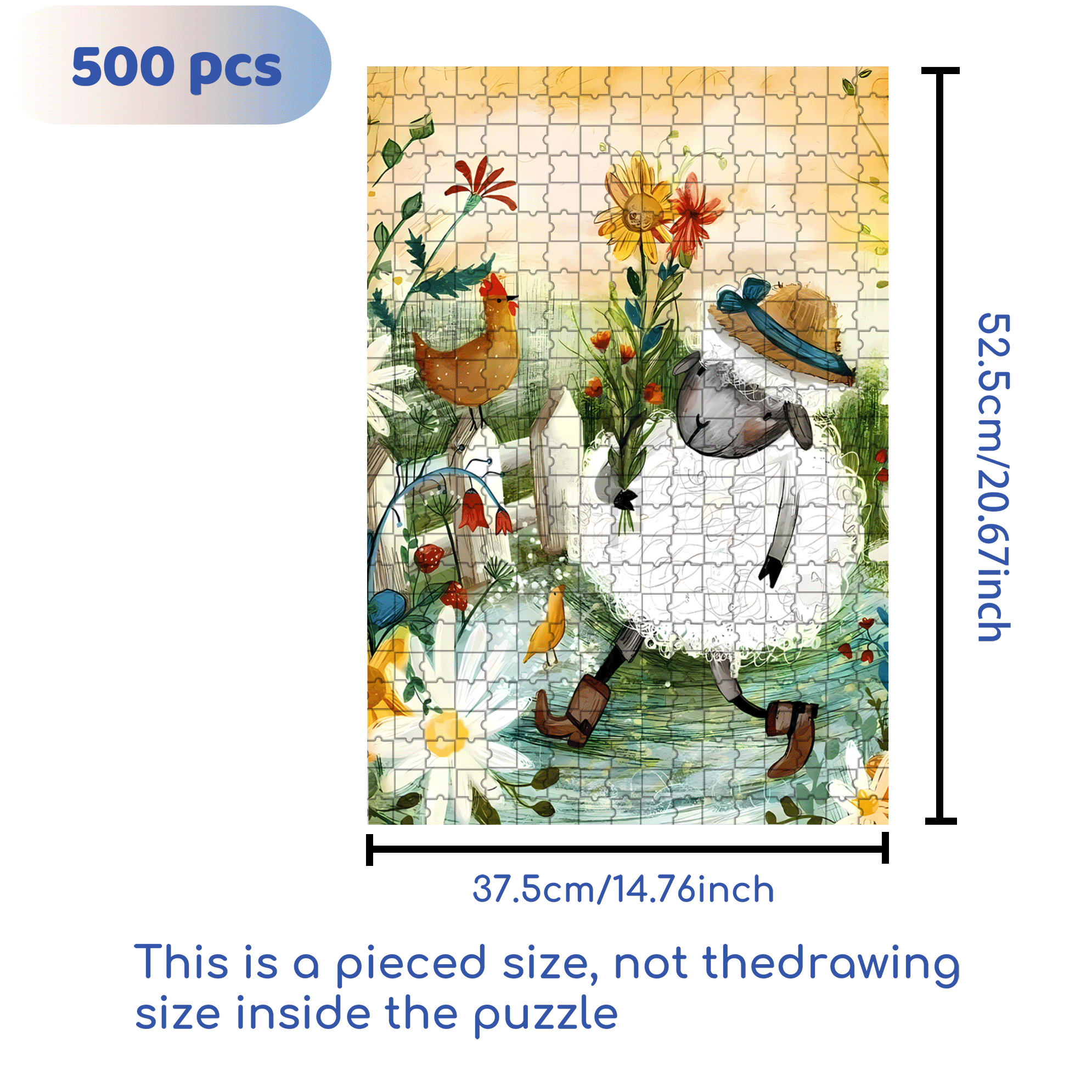 Little Sheep 500pcs/1000pcs Jigsaw Puzzle, Scratch-Resistant, Interactive Family Game & Brain-Boosting DIY Decor, Perfect for Halloween, Christmas & New Year Gifts, Family Puzzle Game