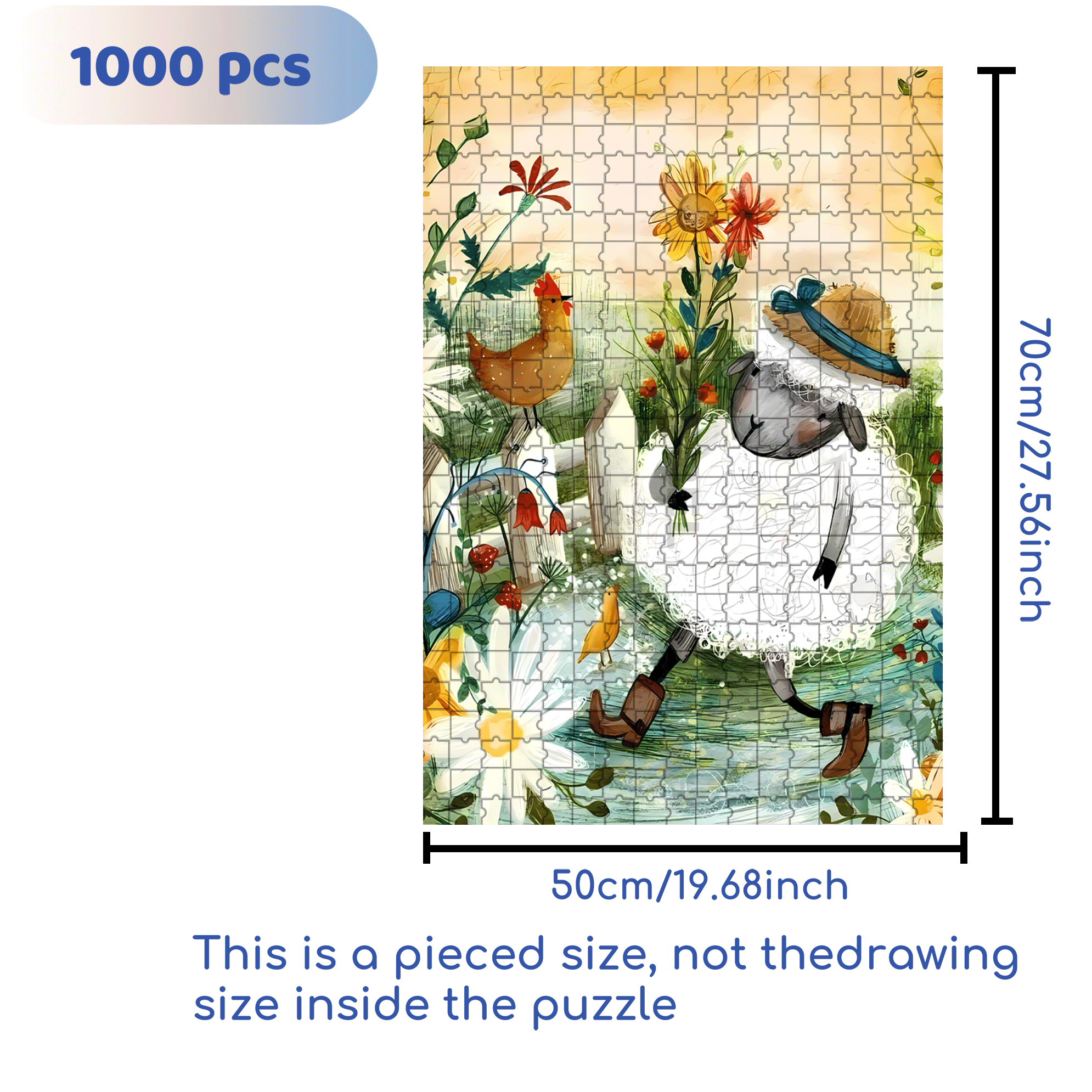 Little Sheep 500pcs/1000pcs Jigsaw Puzzle, Scratch-Resistant, Interactive Family Game & Brain-Boosting DIY Decor, Perfect for Halloween, Christmas & New Year Gifts, Family Puzzle Game
