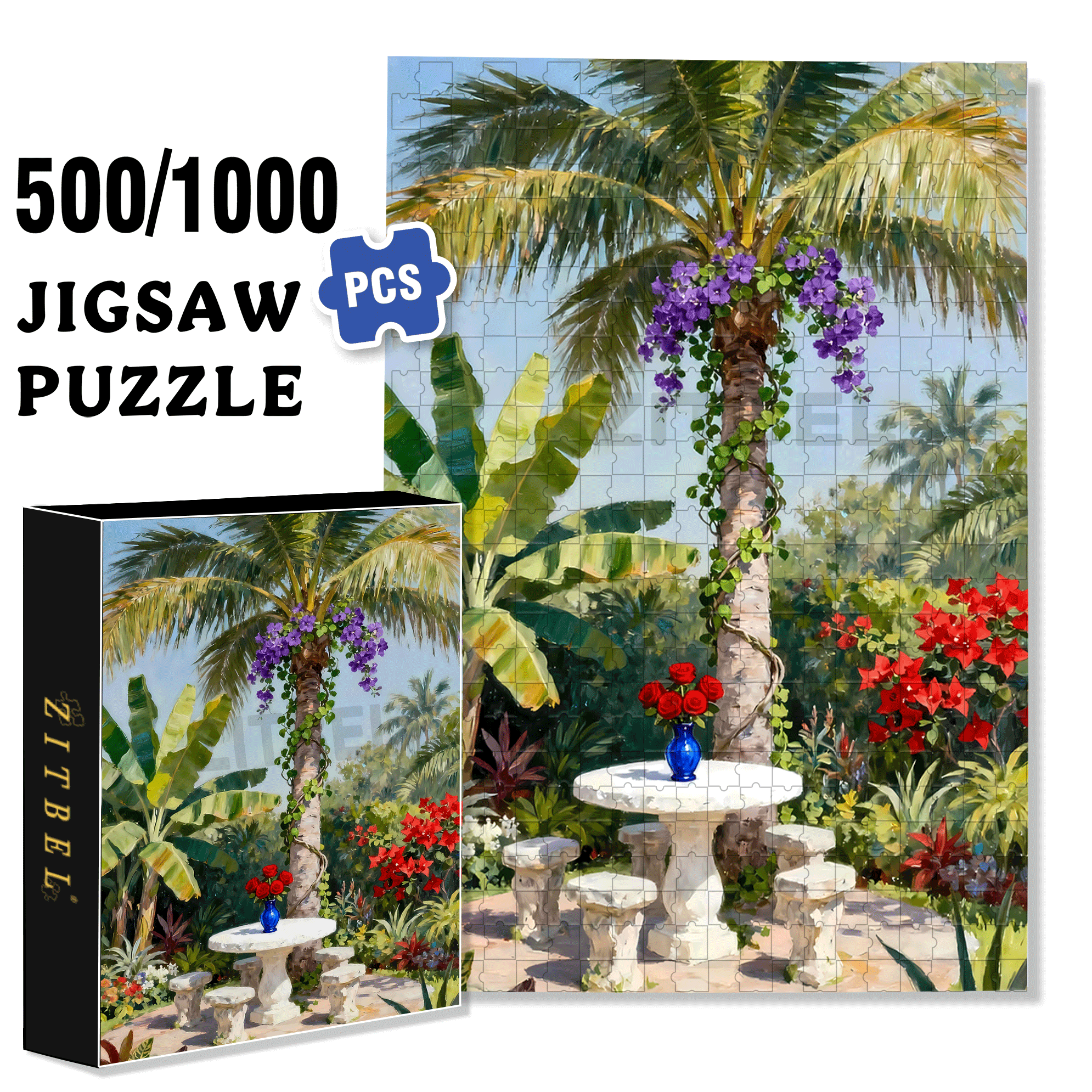 Ophelia Garden 500pcs/1000pcs Jigsaw Puzzle, Scratch-Resistant, Interactive Family Game & Brain-Boosting DIY Decor, Perfect for Halloween, Christmas & New Year Gifts, Family Puzzle Game