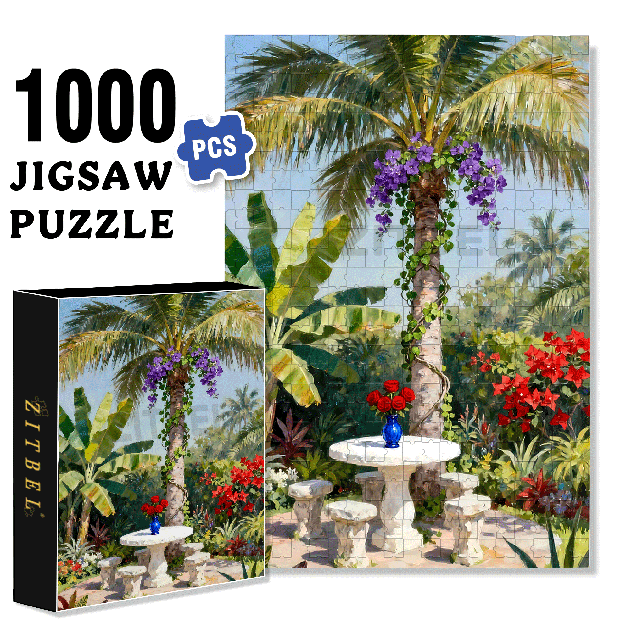 Ophelia Garden 500pcs/1000pcs Jigsaw Puzzle, Scratch-Resistant, Interactive Family Game & Brain-Boosting DIY Decor, Perfect for Halloween, Christmas & New Year Gifts, Family Puzzle Game