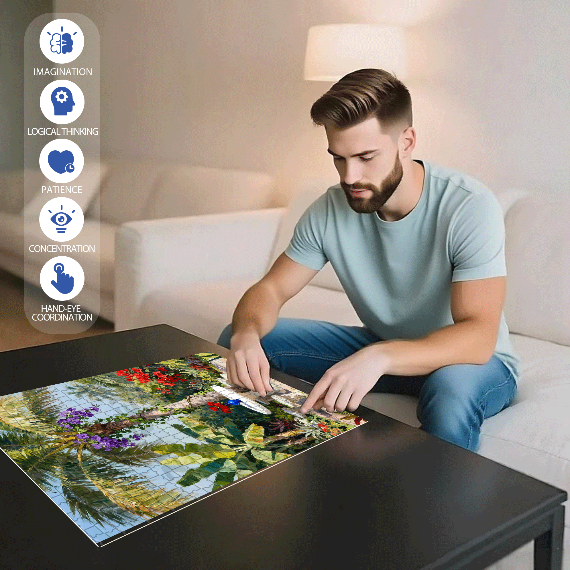 Ophelia Garden 500pcs/1000pcs Jigsaw Puzzle, Scratch-Resistant, Interactive Family Game & Brain-Boosting DIY Decor, Perfect for Halloween, Christmas & New Year Gifts, Family Puzzle Game