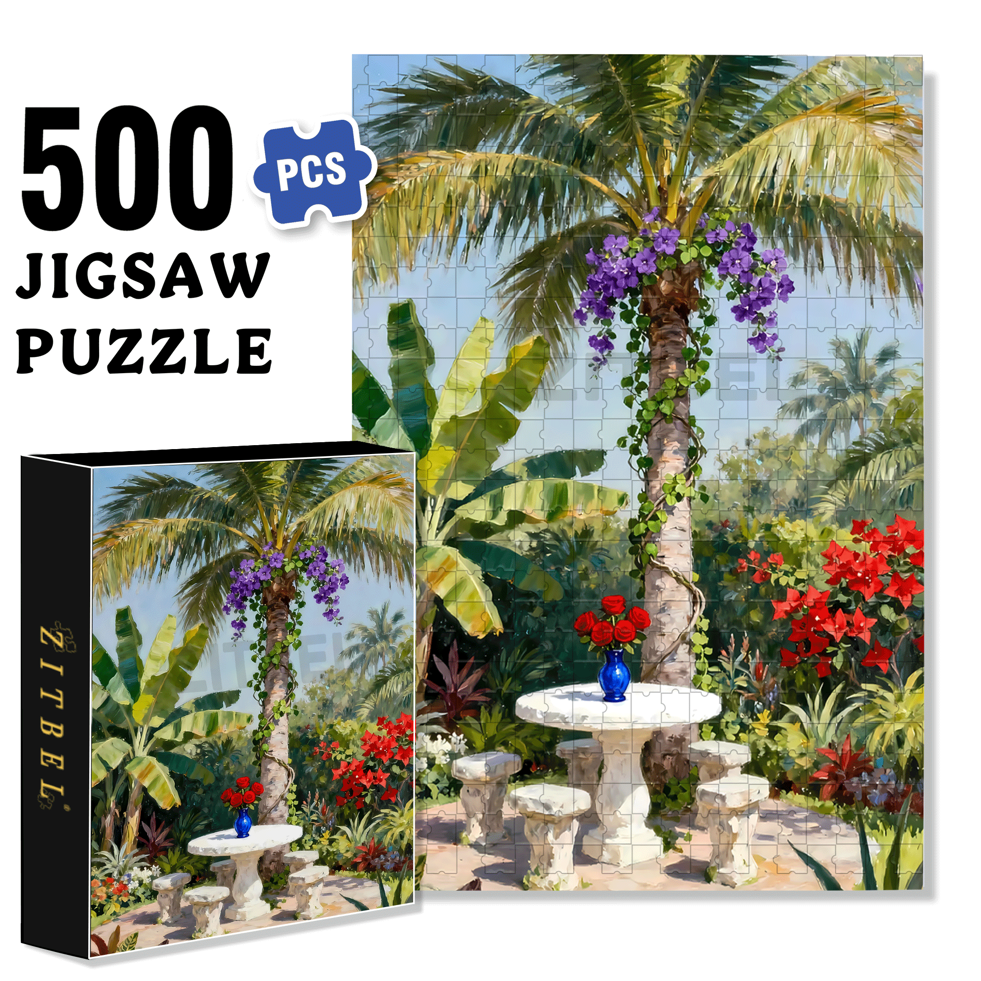 Ophelia Garden 500pcs/1000pcs Jigsaw Puzzle, Scratch-Resistant, Interactive Family Game & Brain-Boosting DIY Decor, Perfect for Halloween, Christmas & New Year Gifts, Family Puzzle Game