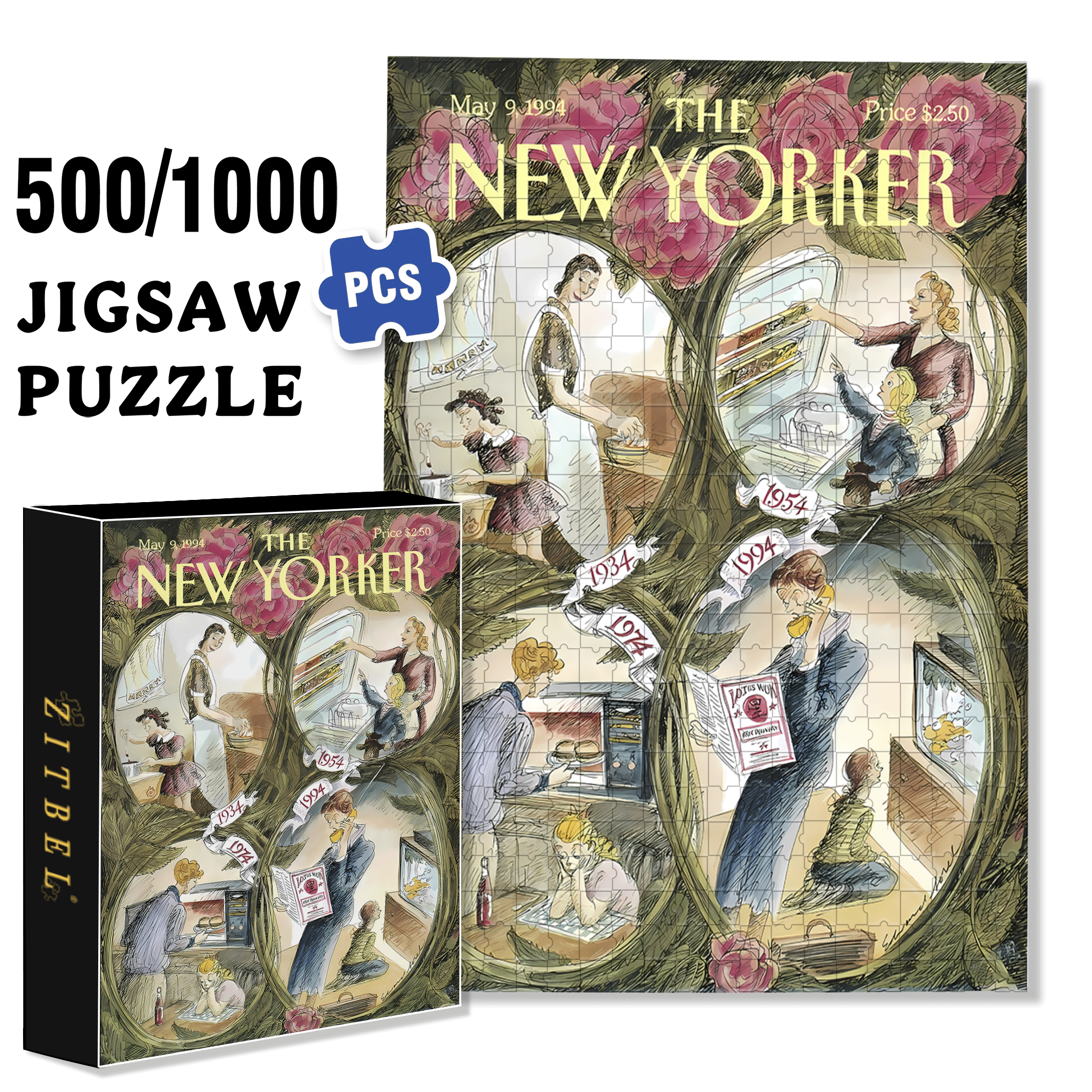 Over 60 Years 500pcs/1000pcs Jigsaw Puzzle, Scratch-Resistant, Interactive Family Game & Brain-Boosting DIY Decor, Perfect for Halloween, Christmas & New Year Gifts, Family Puzzle Game