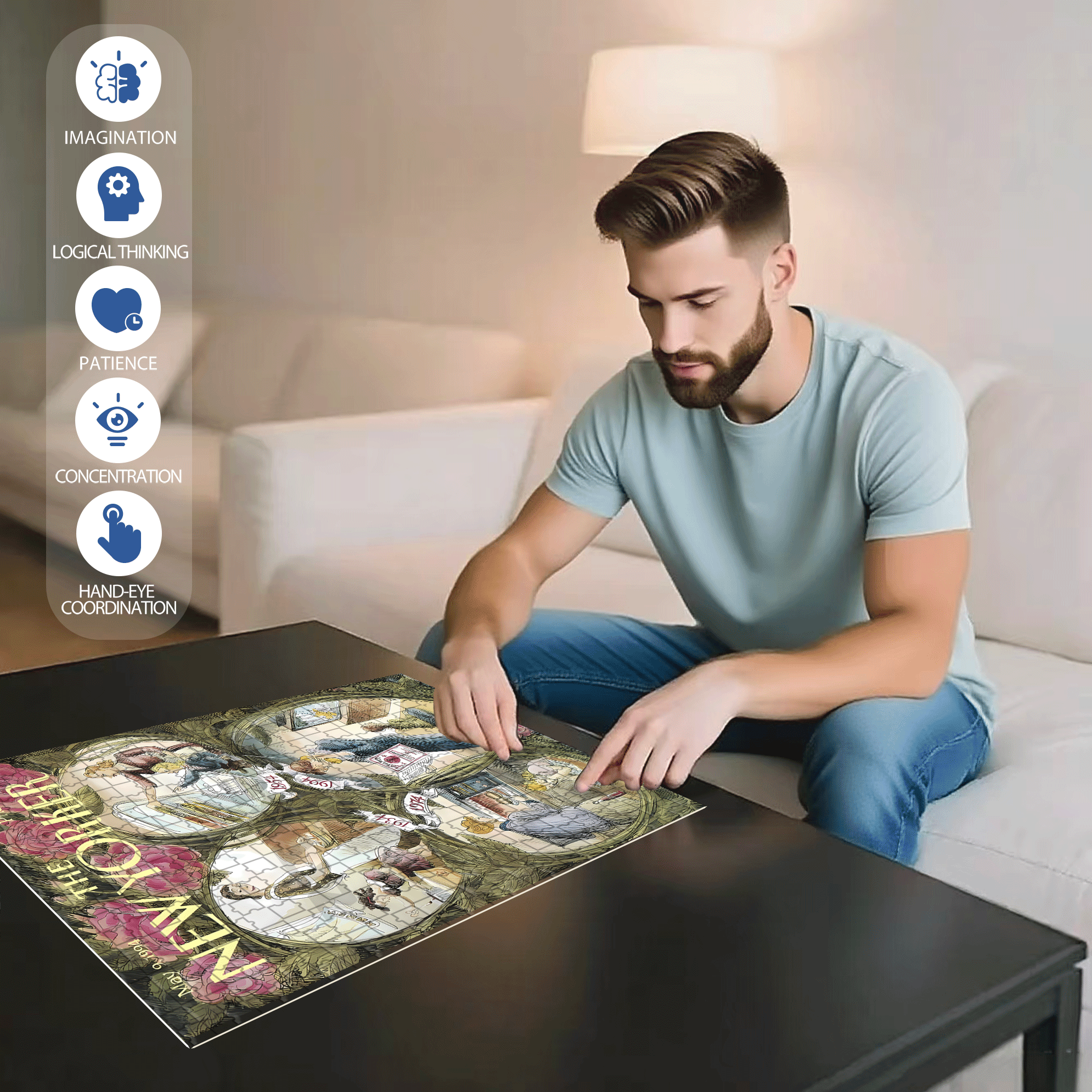 Over 60 Years 500pcs/1000pcs Jigsaw Puzzle, Scratch-Resistant, Interactive Family Game & Brain-Boosting DIY Decor, Perfect for Halloween, Christmas & New Year Gifts, Family Puzzle Game