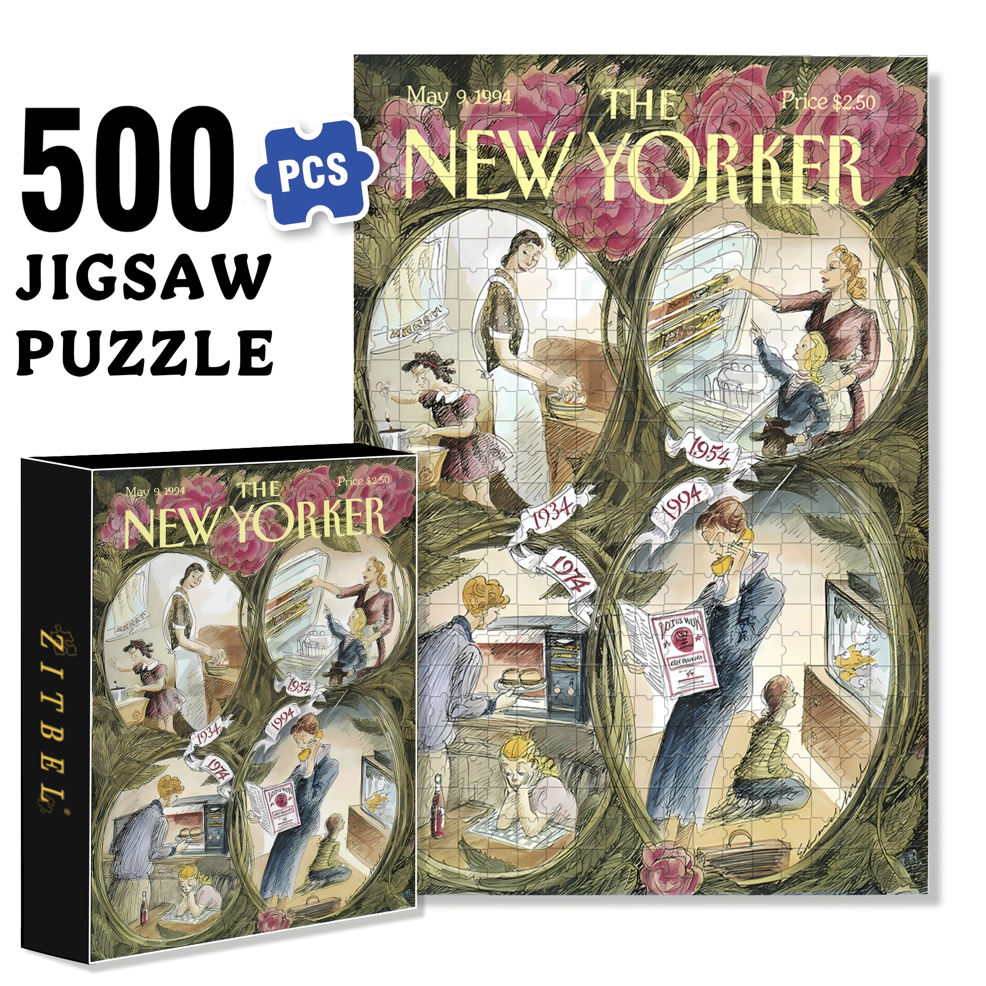 Over 60 Years 500pcs/1000pcs Jigsaw Puzzle, Scratch-Resistant, Interactive Family Game & Brain-Boosting DIY Decor, Perfect for Halloween, Christmas & New Year Gifts, Family Puzzle Game