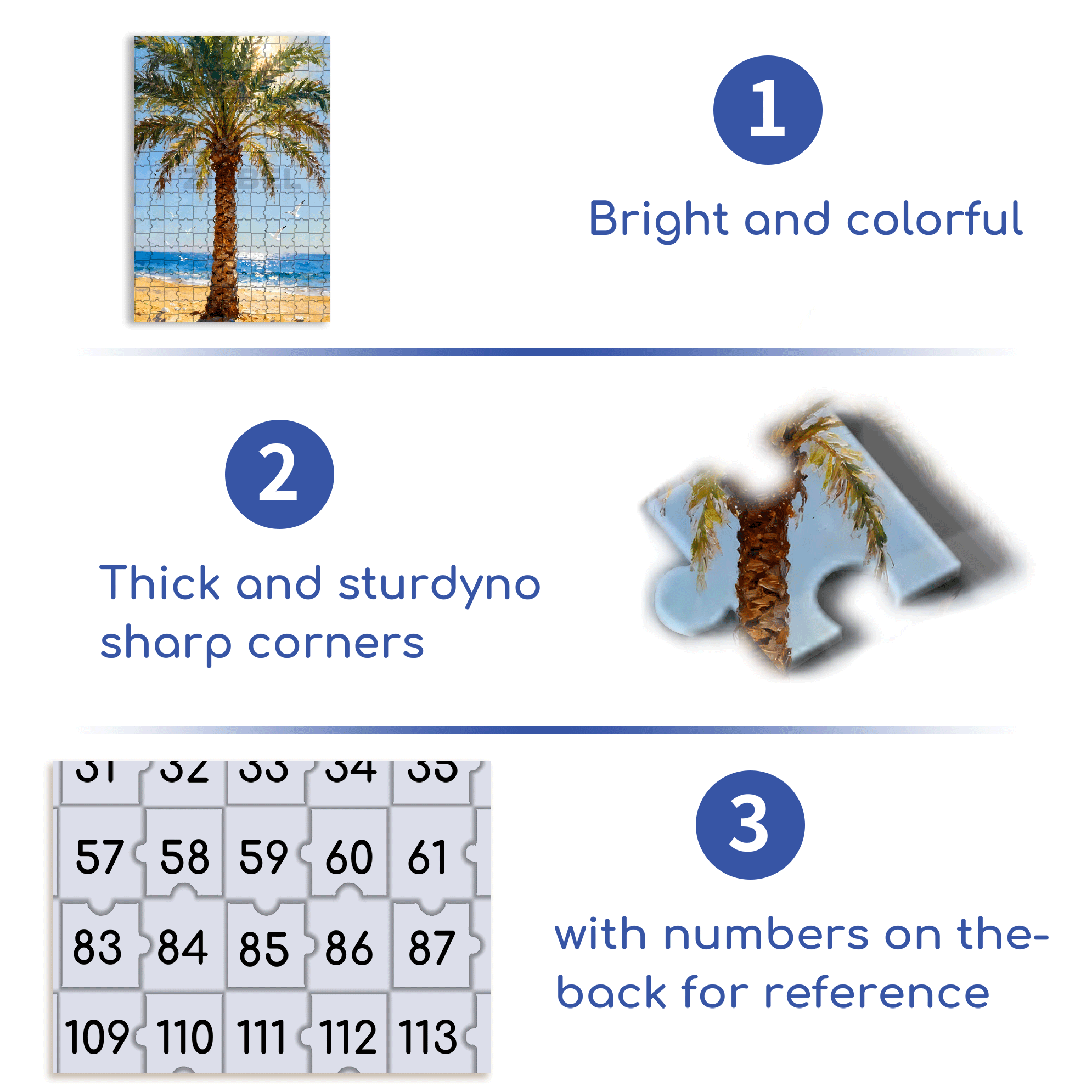 Palm Trees By The Seaside 500pcs/1000pcs Jigsaw Puzzle, Scratch-Resistant, Interactive Family Game & Brain-Boosting DIY Decor, Perfect for Halloween, Christmas & New Year Gifts, Family Puzzle Game