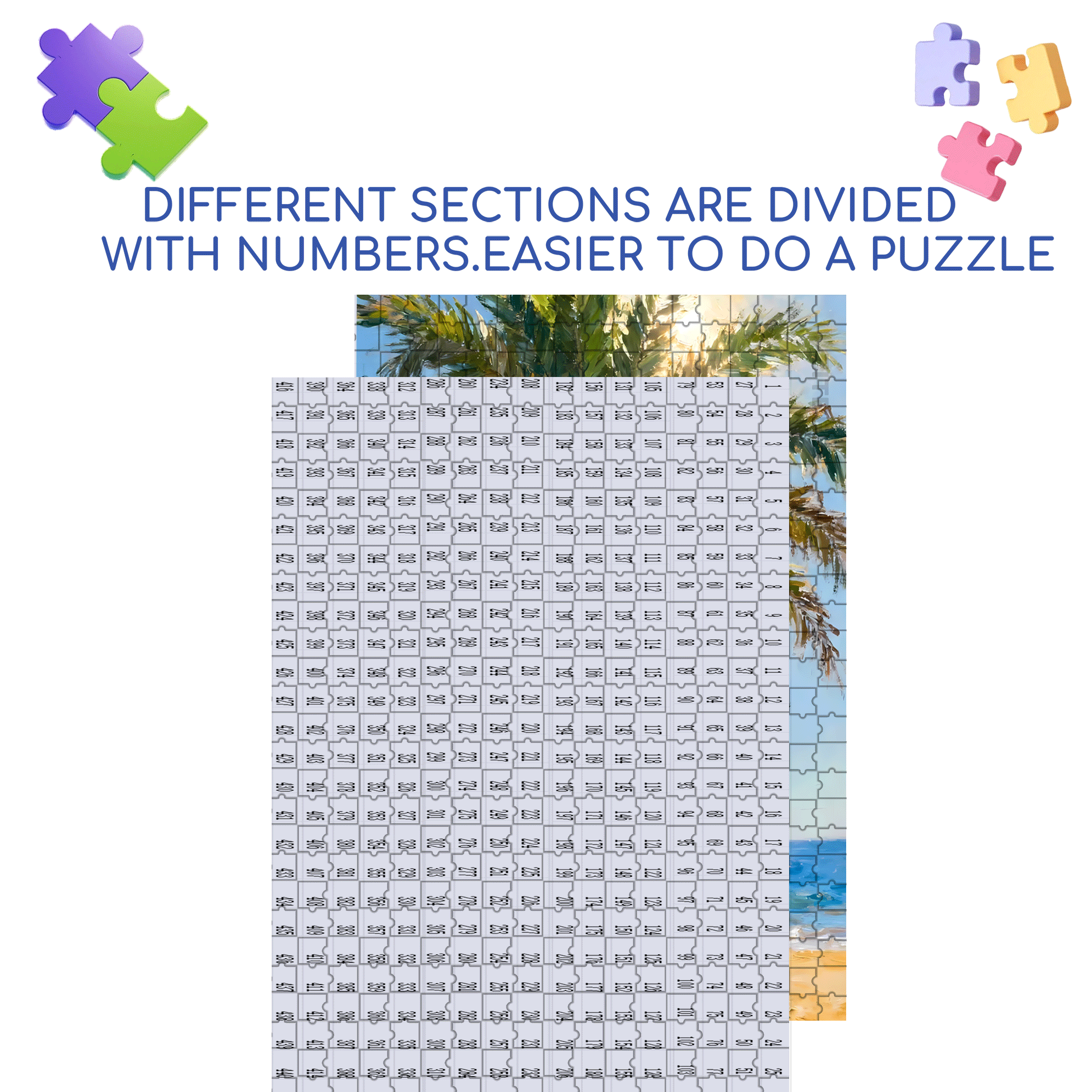 Palm Trees By The Seaside 500pcs/1000pcs Jigsaw Puzzle, Scratch-Resistant, Interactive Family Game & Brain-Boosting DIY Decor, Perfect for Halloween, Christmas & New Year Gifts, Family Puzzle Game