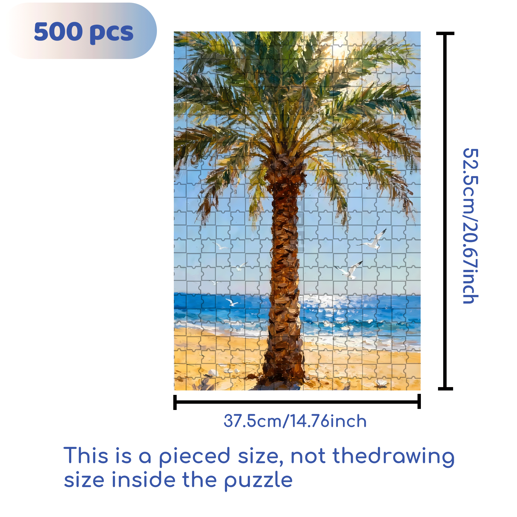 Palm Trees By The Seaside 500pcs/1000pcs Jigsaw Puzzle, Scratch-Resistant, Interactive Family Game & Brain-Boosting DIY Decor, Perfect for Halloween, Christmas & New Year Gifts, Family Puzzle Game