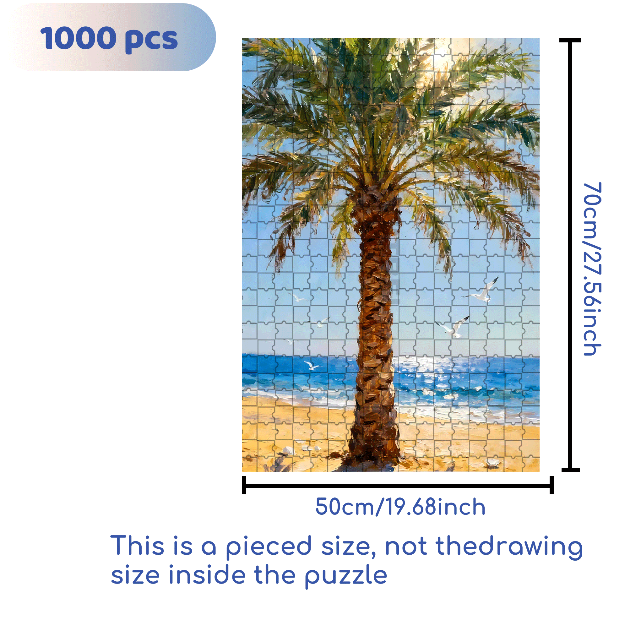 Palm Trees By The Seaside 500pcs/1000pcs Jigsaw Puzzle, Scratch-Resistant, Interactive Family Game & Brain-Boosting DIY Decor, Perfect for Halloween, Christmas & New Year Gifts, Family Puzzle Game