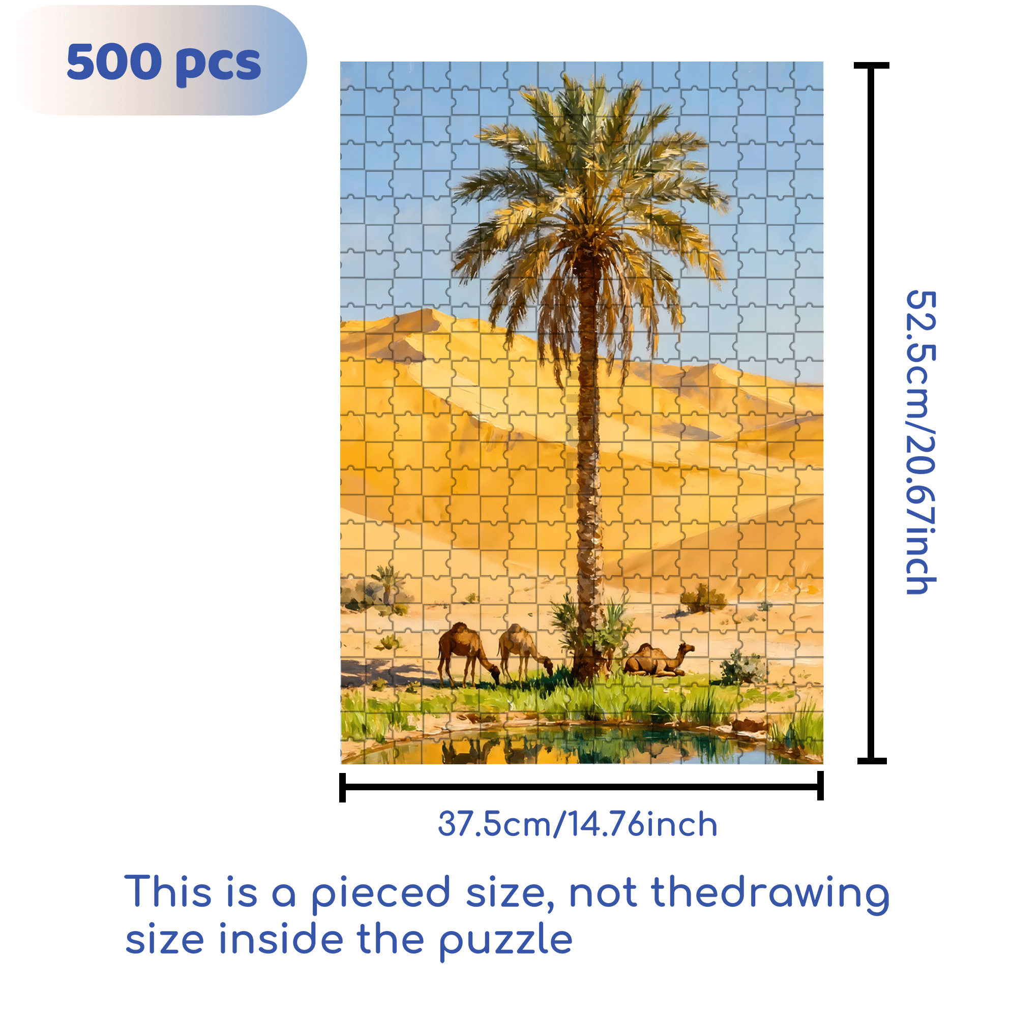 Palm Trees In The Desert 500pcs/1000pcs Jigsaw Puzzle, Scratch-Resistant, Interactive Family Game & Brain-Boosting DIY Decor, Perfect for Halloween, Christmas & New Year Gifts, Family Puzzle Game