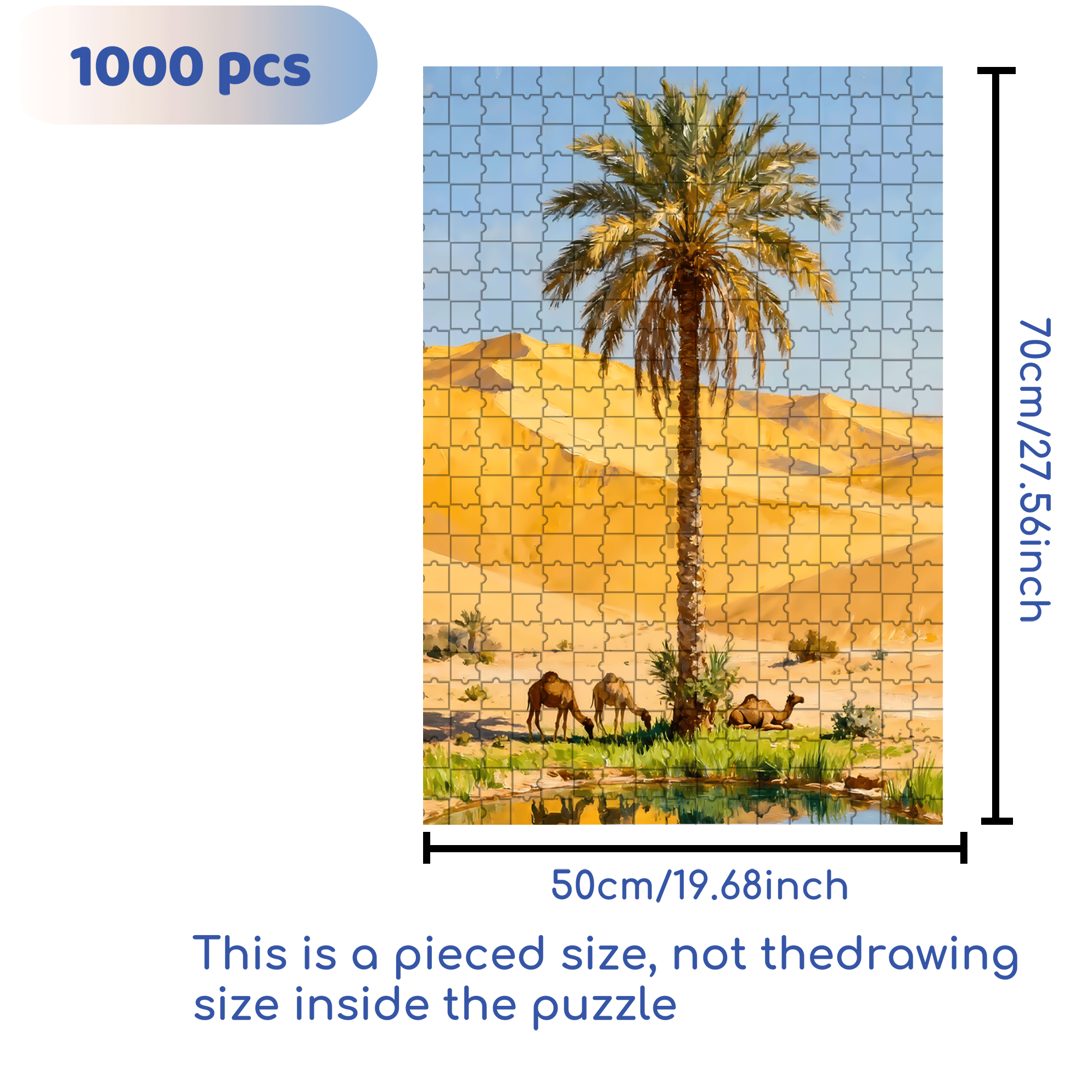 Palm Trees In The Desert 500pcs/1000pcs Jigsaw Puzzle, Scratch-Resistant, Interactive Family Game & Brain-Boosting DIY Decor, Perfect for Halloween, Christmas & New Year Gifts, Family Puzzle Game