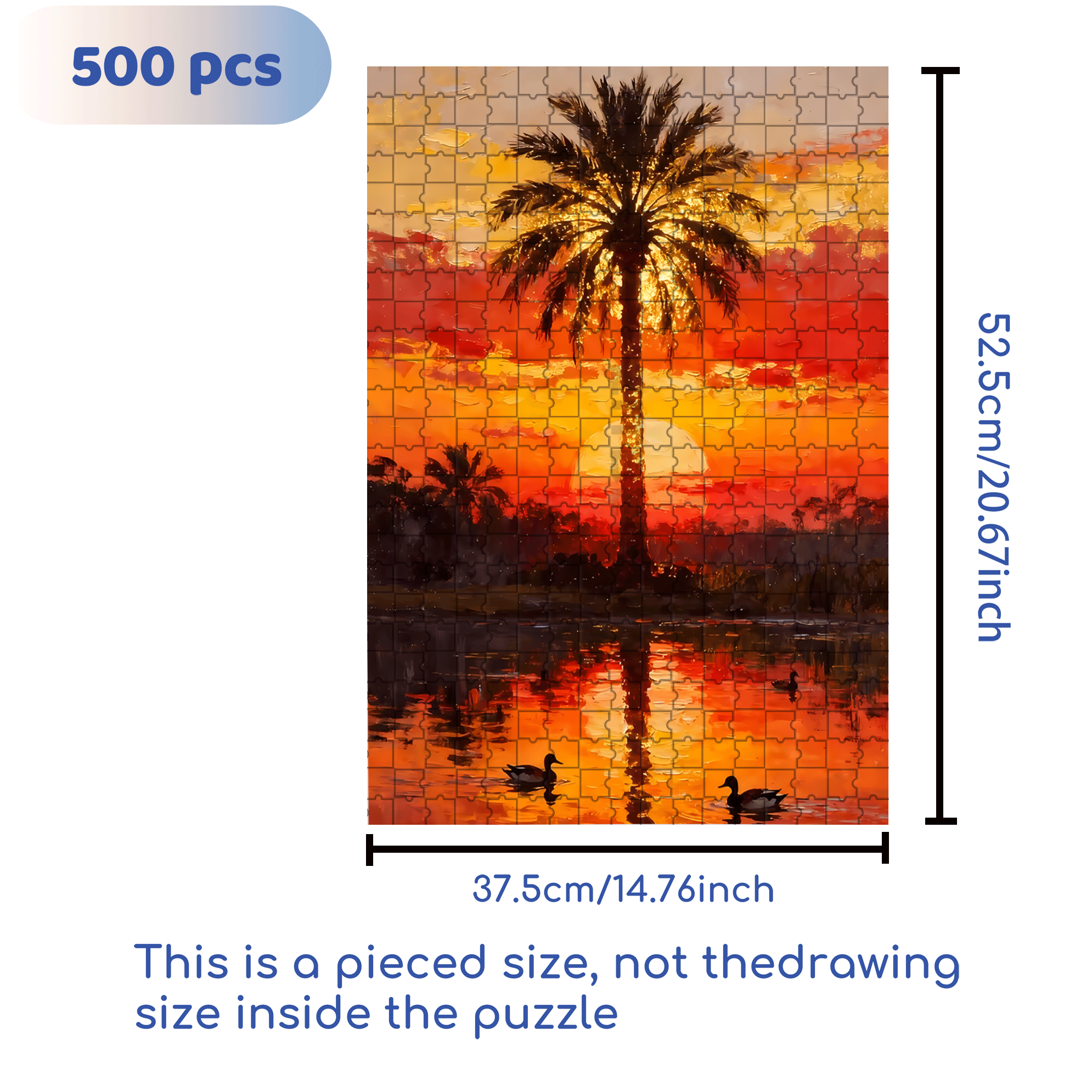 Palm Trees In The Setting Sun 500pcs/1000pcs Jigsaw Puzzle, Scratch-Resistant, Interactive Family Game & Brain-Boosting DIY Decor, Perfect for Halloween, Christmas & New Year Gifts, Family Puzzle Game